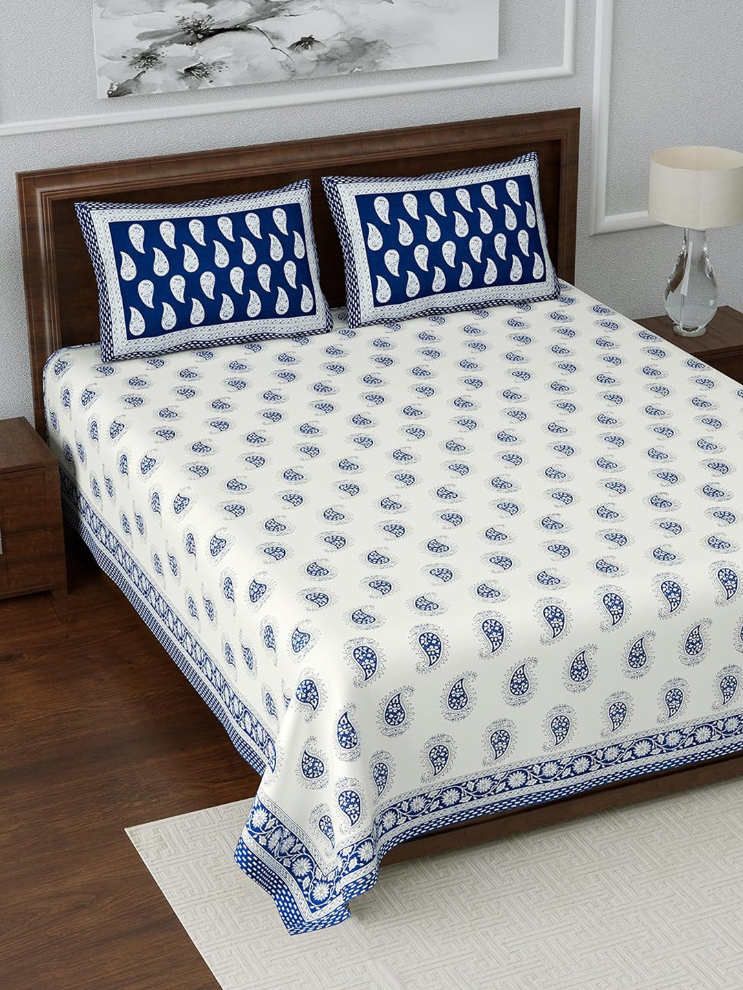 BRASK INDIA Blue Flat Floral Cotton 300 TC King Bedsheet with 2 Pillow Covers
BRASK INDIA Blue Flat Floral Cotton 300 TC King Bedsheet with 2 Pillow Covers