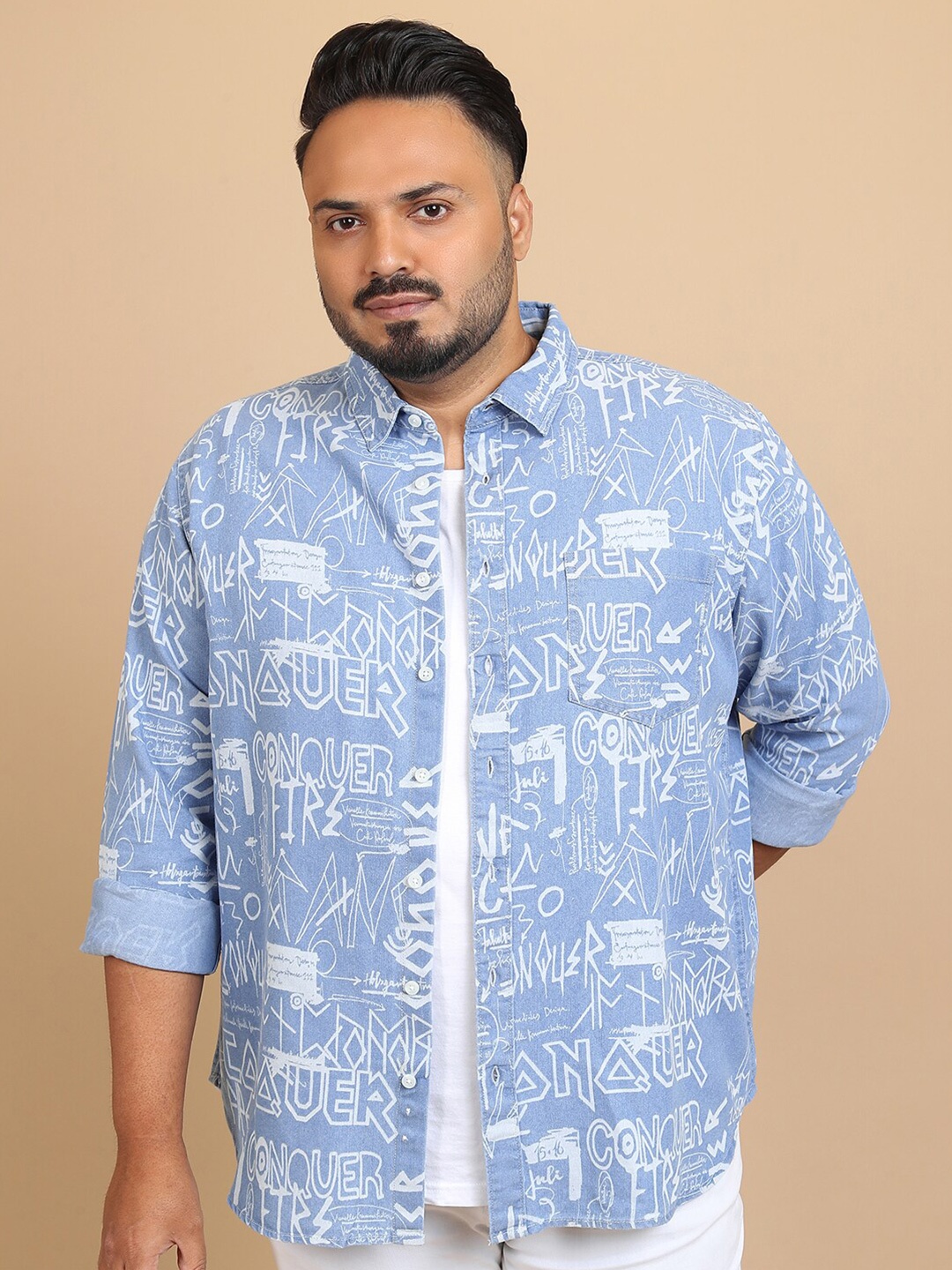 HIGHLANDER Plus Size Typography Printed Spread Collar Long Sleeve Regular Fit Shirt, Blue
HIGHLANDER Plus Size Typography Printed Spread Collar Long Sleeve Regular Fit Shirt, Blue