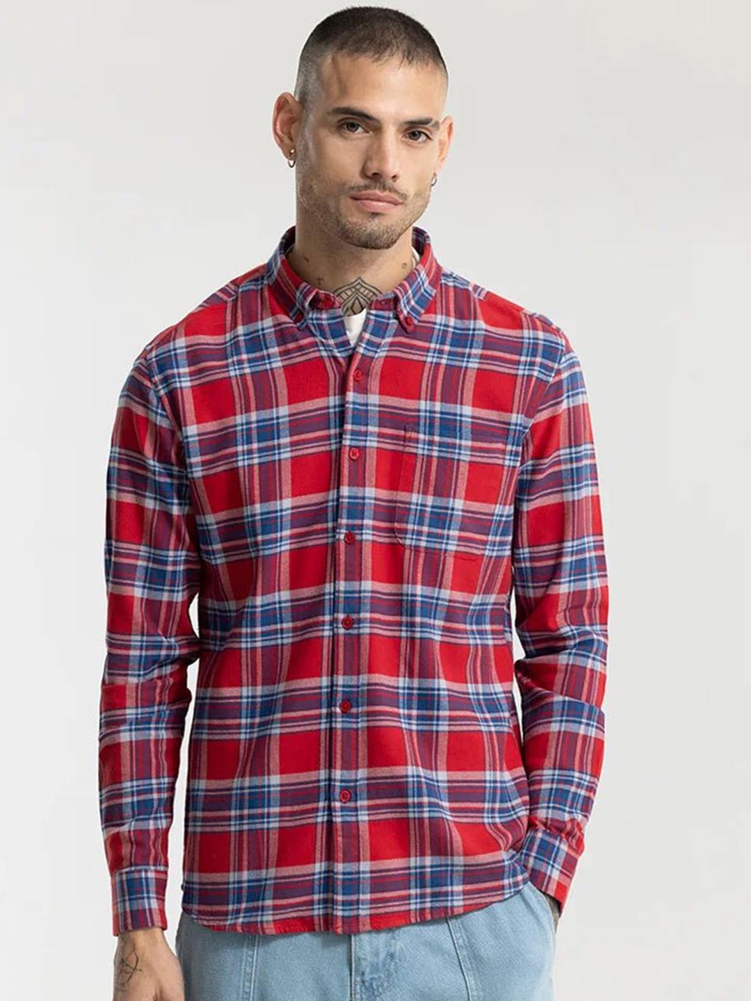 Snitch Red Classic Slim Fit Tartan Checked Button Down Collar Pure Cotton Casual Shirt
Snitch Red Classic Slim Fit Tartan Checked Button Down Collar Pure Cotton Casual Shirt