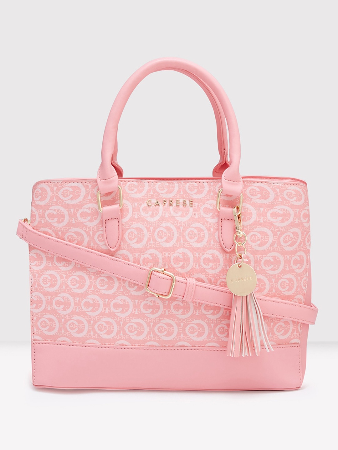 Caprese Leather Oversized Structured Handheld Bag, Pink