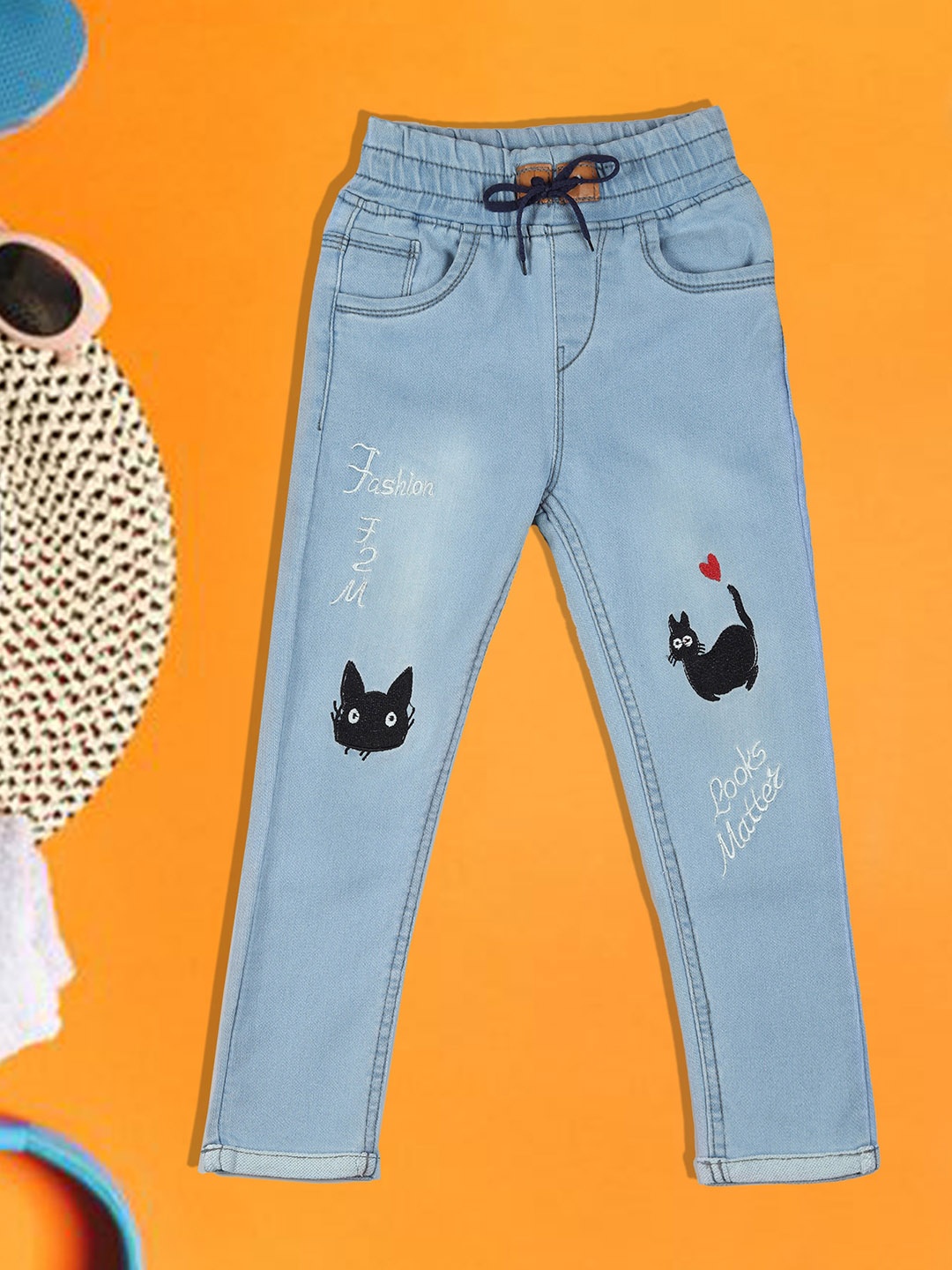 A-Okay Boys Slim Fit High-Rise Embroidered Cotton Denim Jogger Jeans, Turquoise blue
A-Okay Boys Slim Fit High-Rise Embroidered Cotton Denim Jogger Jeans, Turquoise blue