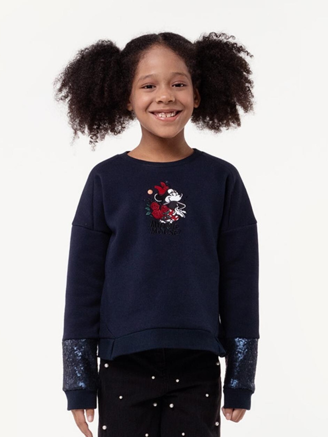 One Friday Girls Mickey Mouse Printed Round Neck Cotton Pullover Sweatshirt, Navy blue
One Friday Girls Mickey Mouse Printed Round Neck Cotton Pullover Sweatshirt, Navy blue