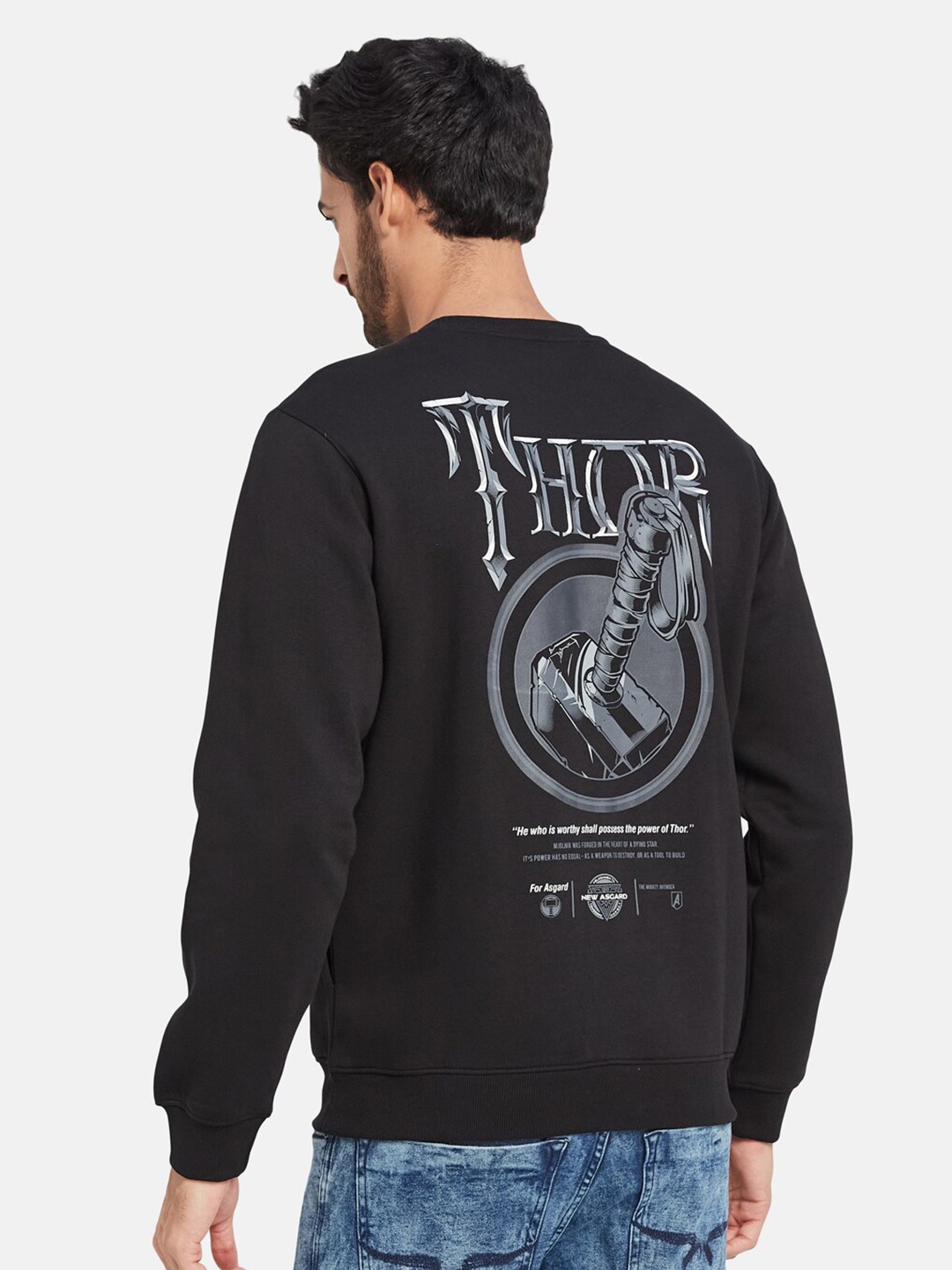 Octave Thor Printed Fleece Sweatshirt, Black