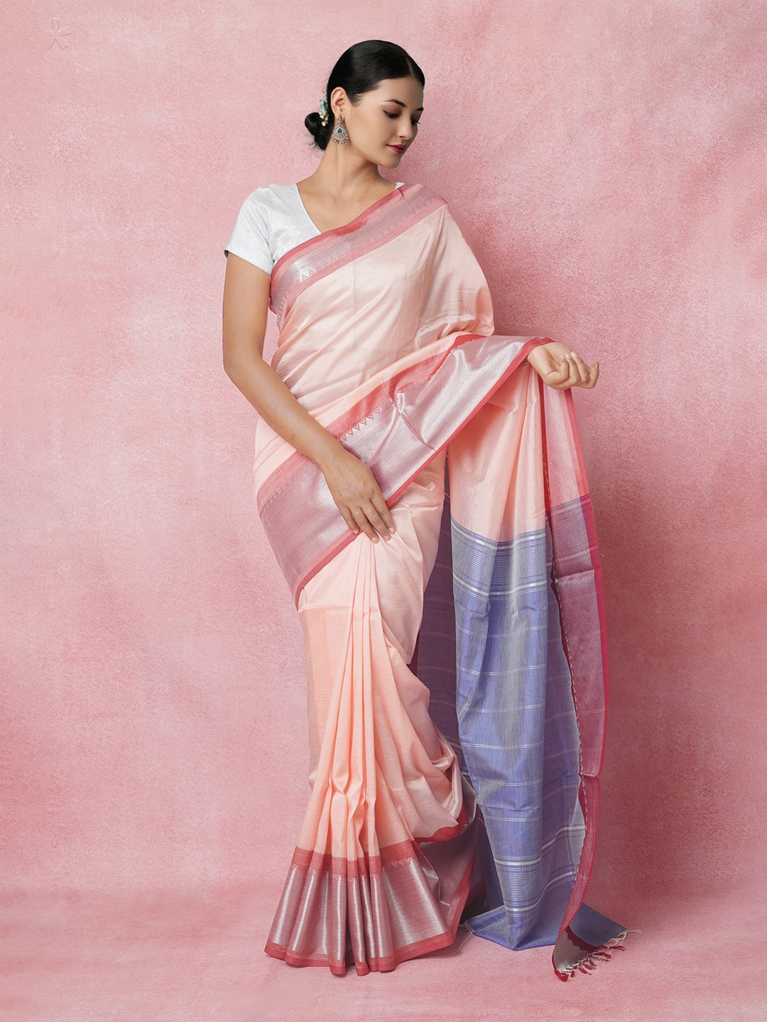 Unnati Silks Pure Silk Handloom Mangalagiri Saree, Orange