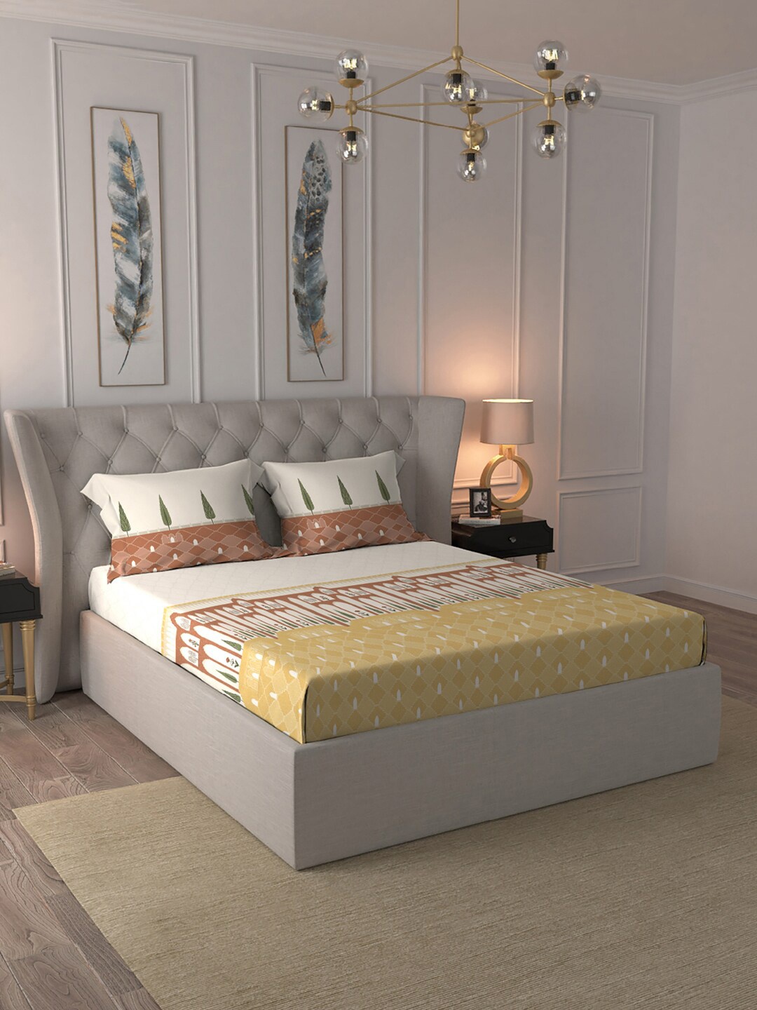 MYTRIDENT White & Brown Cotton Double King Bedsheet With Comforter & 2 Pillow Covers
MYTRIDENT White & Brown Cotton Double King Bedsheet With Comforter & 2 Pillow Covers