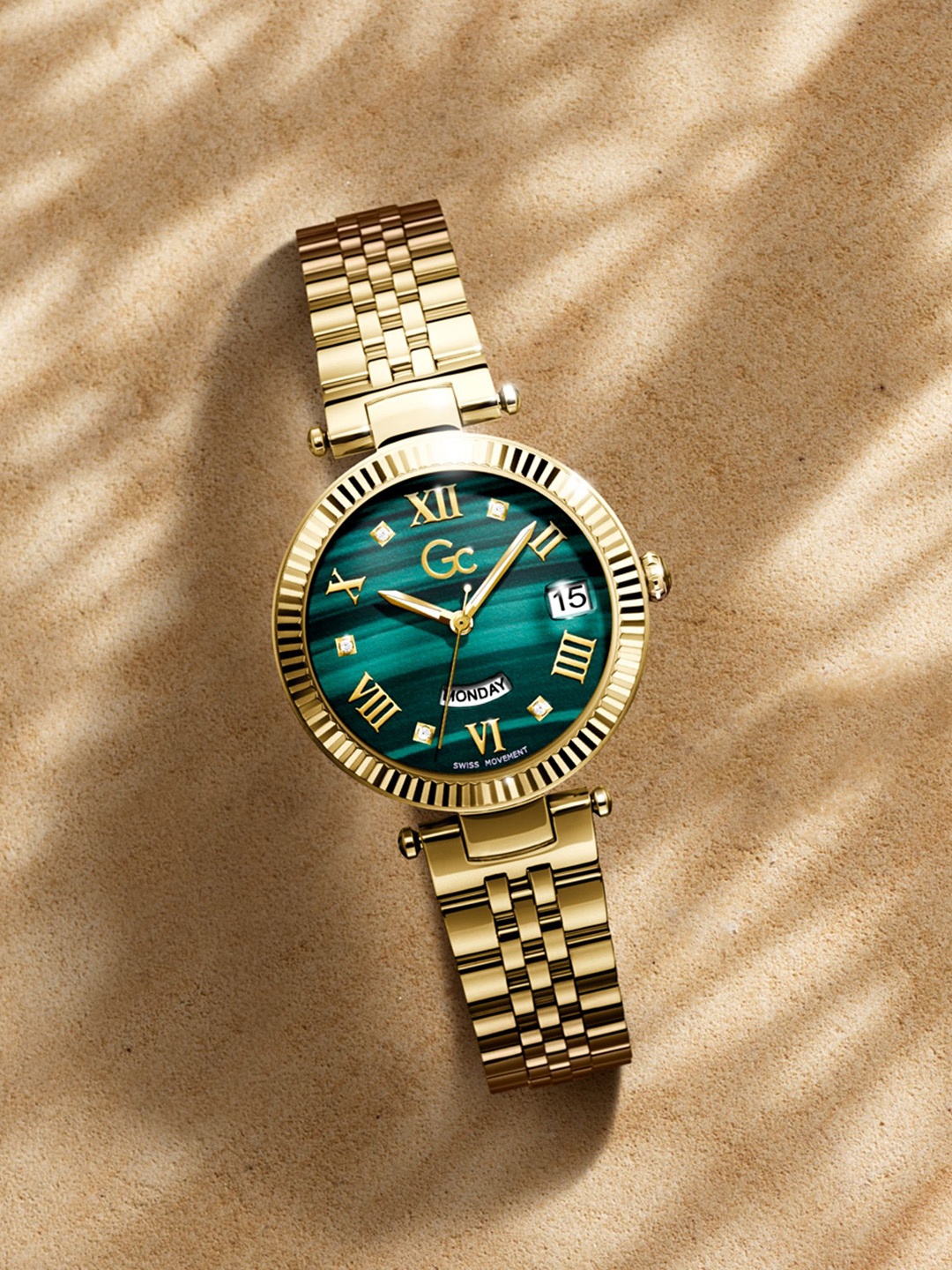 GC Women Embellished Stainless Steel Bracelet Style Straps Analogue Watch-Z01006L9MF, Green
GC Women Embellished Stainless Steel Bracelet Style Straps Analogue Watch-Z01006L9MF, Green