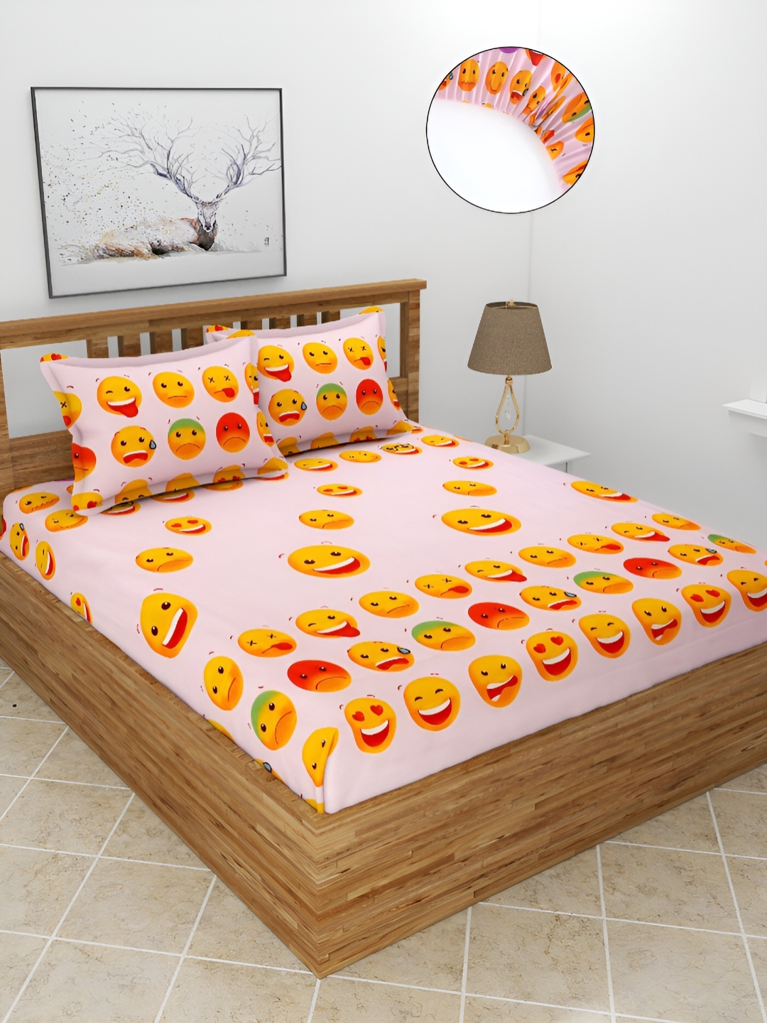 BREVARD Pink & Orange Printed Cotton 210 TC Fitted Queen Bedsheet with 2 Pillow Covers
BREVARD Pink & Orange Printed Cotton 210 TC Fitted Queen Bedsheet with 2 Pillow Covers