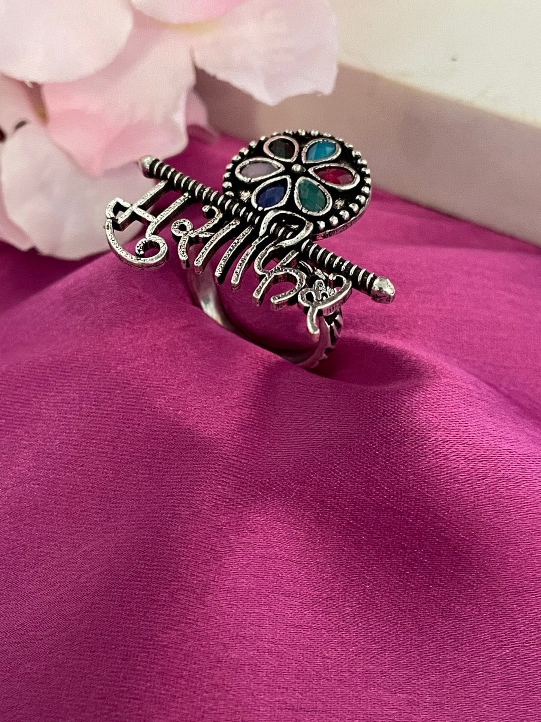 Digital Dress Room Silver Plated Adjustable Finger Ring