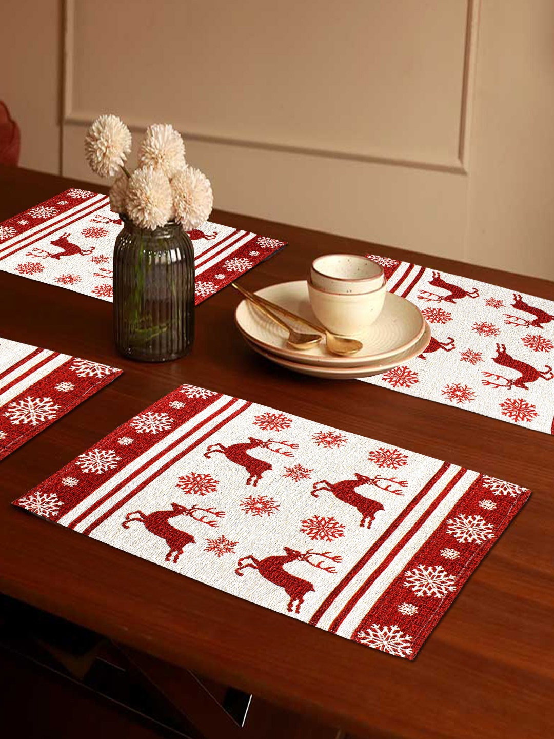 AVI Living White & Red Reindeer Christmas Jacquard Woven Rectangular Table Placemats
AVI Living White & Red Reindeer Christmas Jacquard Woven Rectangular Table Placemats