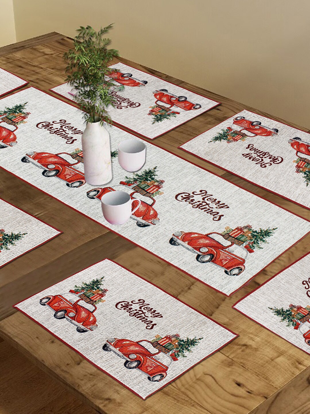 AVI Living Grey & Red 9 Pieces Merry Christmas Jacquard Woven Table Placemats & Runner
AVI Living Grey & Red 9 Pieces Merry Christmas Jacquard Woven Table Placemats & Runner