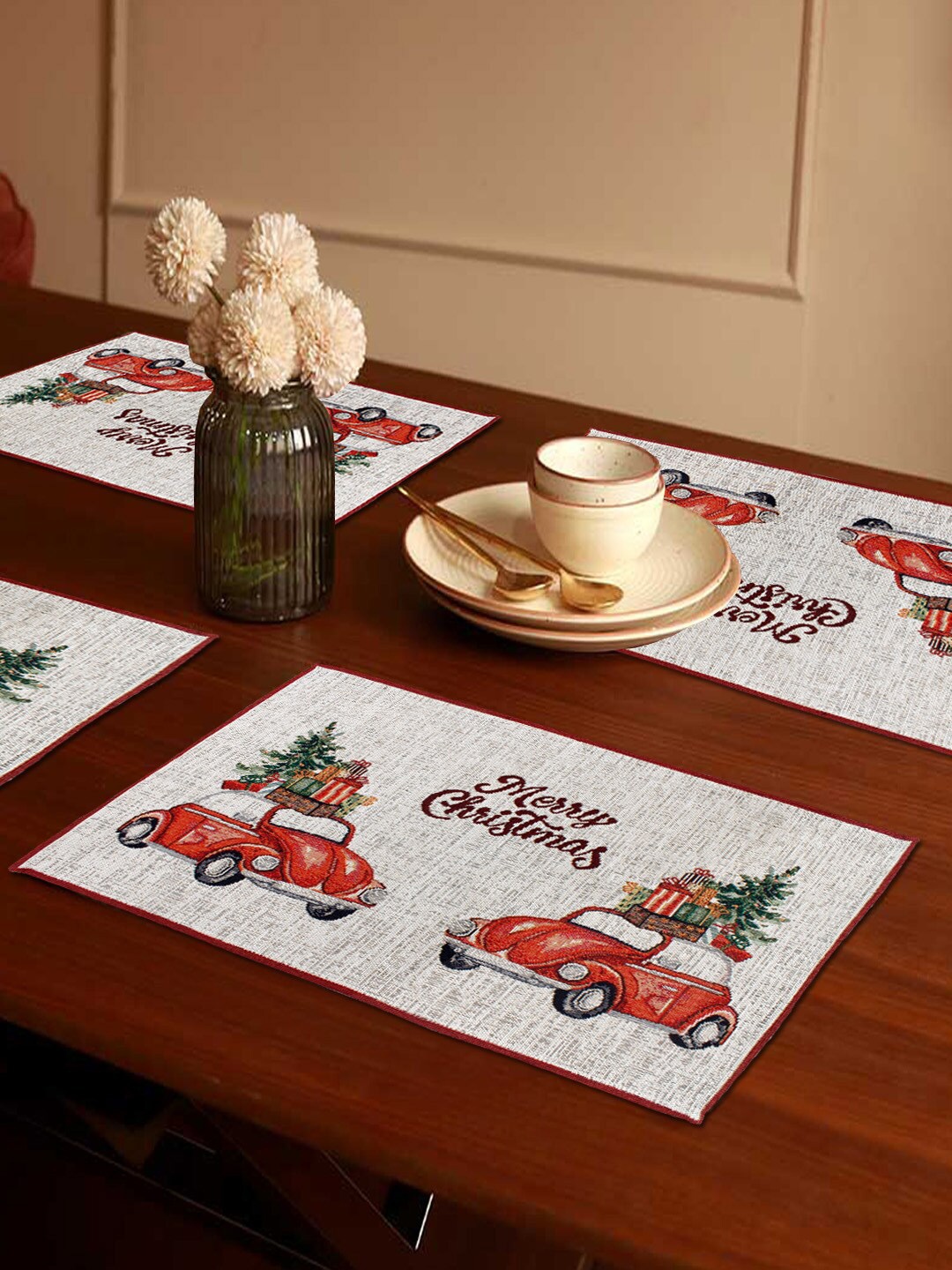 AVI Living Grey & Red 4 Pieces Merry Christmas Jacquard Woven Rectangle Table Placemats
AVI Living Grey & Red 4 Pieces Merry Christmas Jacquard Woven Rectangle Table Placemats