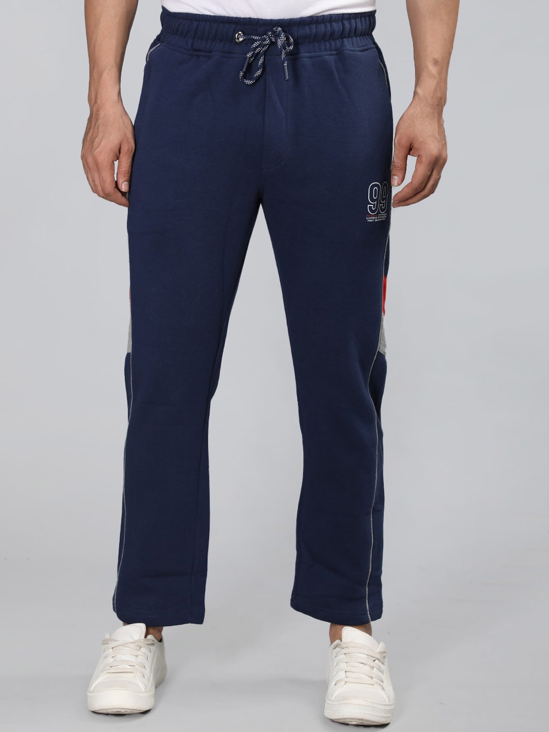 NEVA Men Mid-Rise Cotton Trousers, Blue