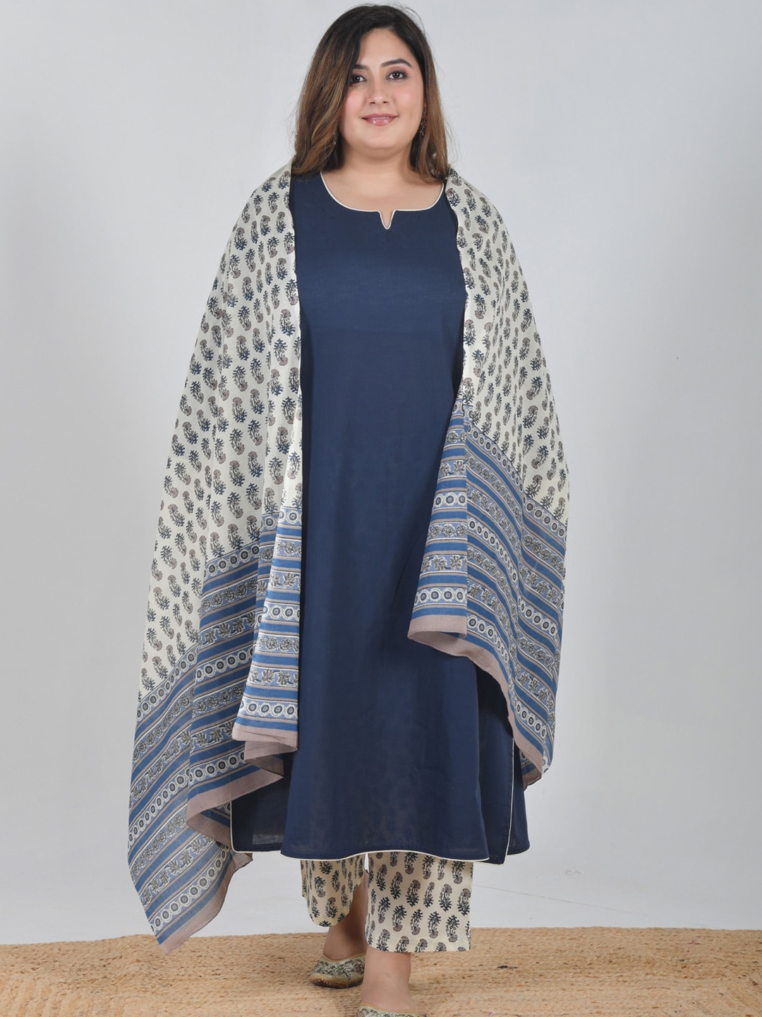 Jaipuriya Fab Private Limited Plus Size Pure Cotton Kurta with Pyjamas & Dupatta, Blue
Jaipuriya Fab Private Limited Plus Size Pure Cotton Kurta with Pyjamas & Dupatta, Blue