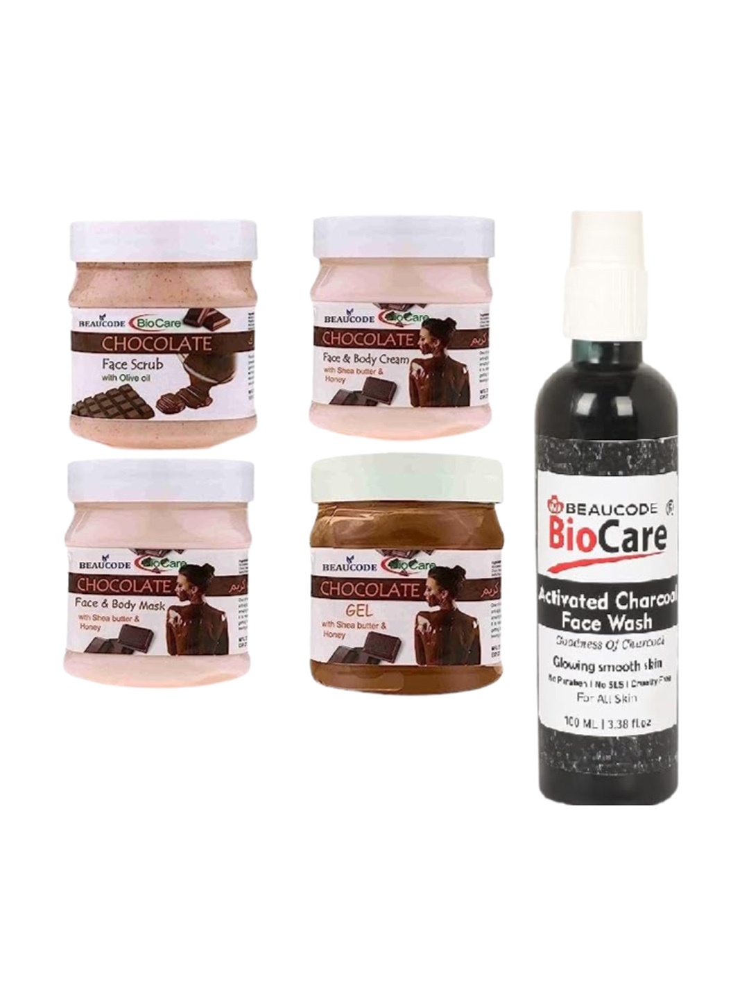 BEAUCODE BIOCARE Set Of 5 Chocolate Cream-Mask-Gel-Scrub-Activated Charcoal Face Wash, Pink
BEAUCODE BIOCARE Set Of 5 Chocolate Cream-Mask-Gel-Scrub-Activated Charcoal Face Wash, Pink