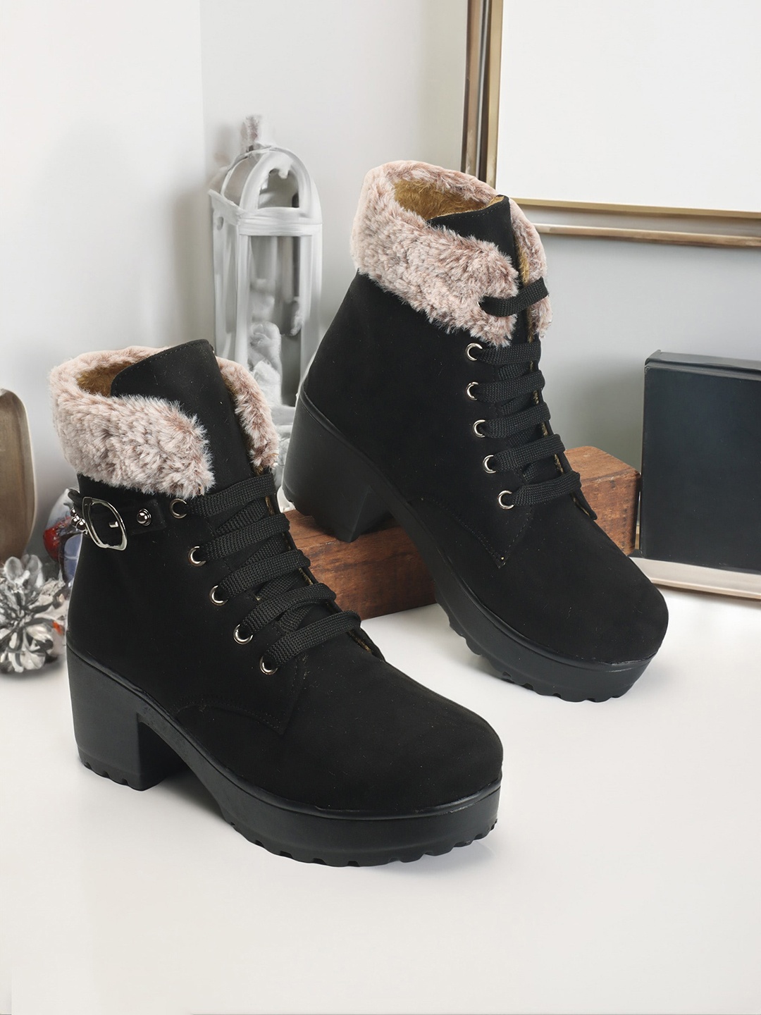 The Roadster Lifestyle Co. Women Black Mid-Top Platform Heel Winter Boots & Buckle Detail
The Roadster Lifestyle Co. Women Black Mid-Top Platform Heel Winter Boots & Buckle Detail