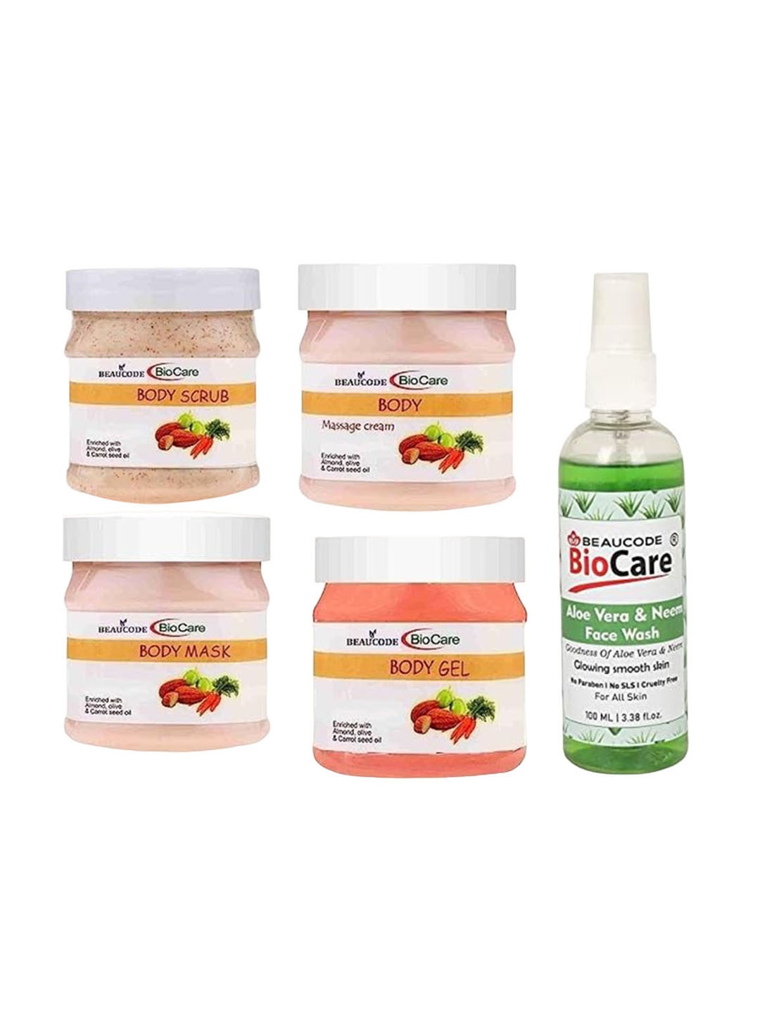 BEAUCODE BIOCARE Set Of 5 Body Cream-Mask-Gel-Scrub-Activated Charcoal Face Wash, Peach
BEAUCODE BIOCARE Set Of 5 Body Cream-Mask-Gel-Scrub-Activated Charcoal Face Wash, Peach