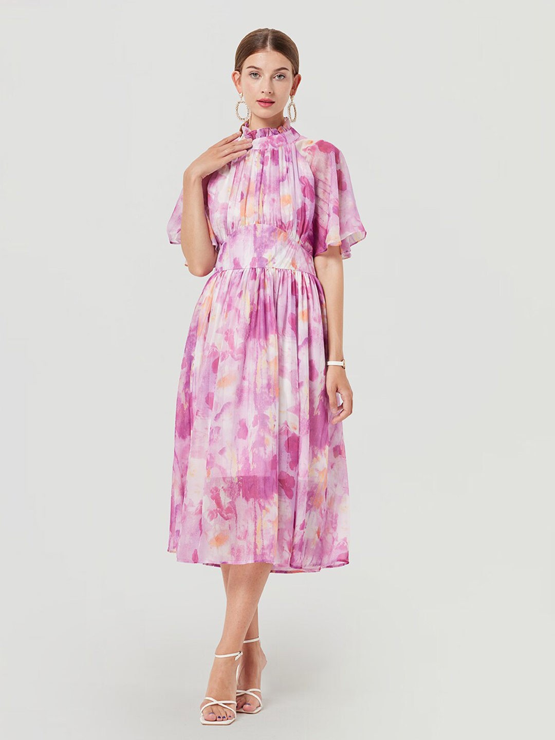 JC Collection Floral Printed Flutter Sleeve Gathered Fit & Flare Midi Dress, Purple
JC Collection Floral Printed Flutter Sleeve Gathered Fit & Flare Midi Dress, Purple