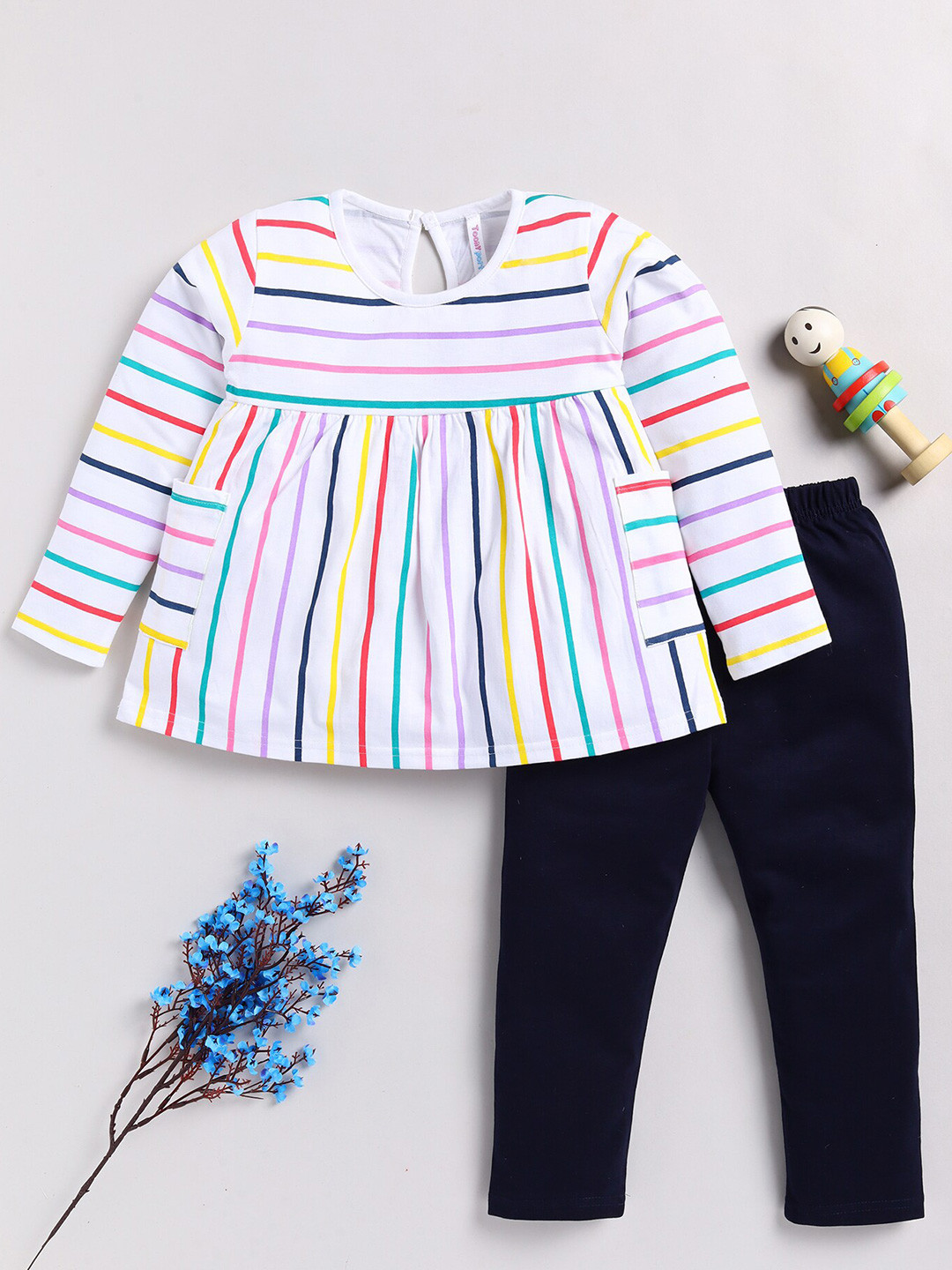 Toonyport Girls Striped Pure Cotton Top with Trousers, Navy blue 
Toonyport Girls Striped Pure Cotton Top with Trousers, Navy blue