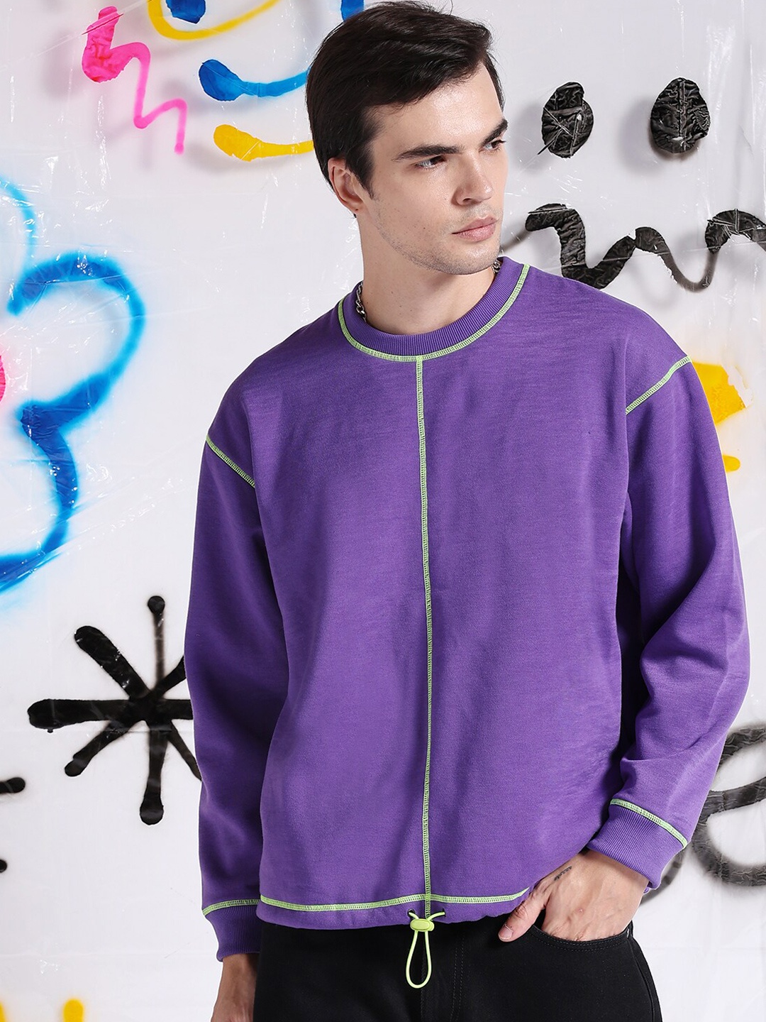 The Indian Garage Co Round Neck Long Sleeves Embroidered Pullover Sweatshirt, Violet
The Indian Garage Co Round Neck Long Sleeves Embroidered Pullover Sweatshirt, Violet