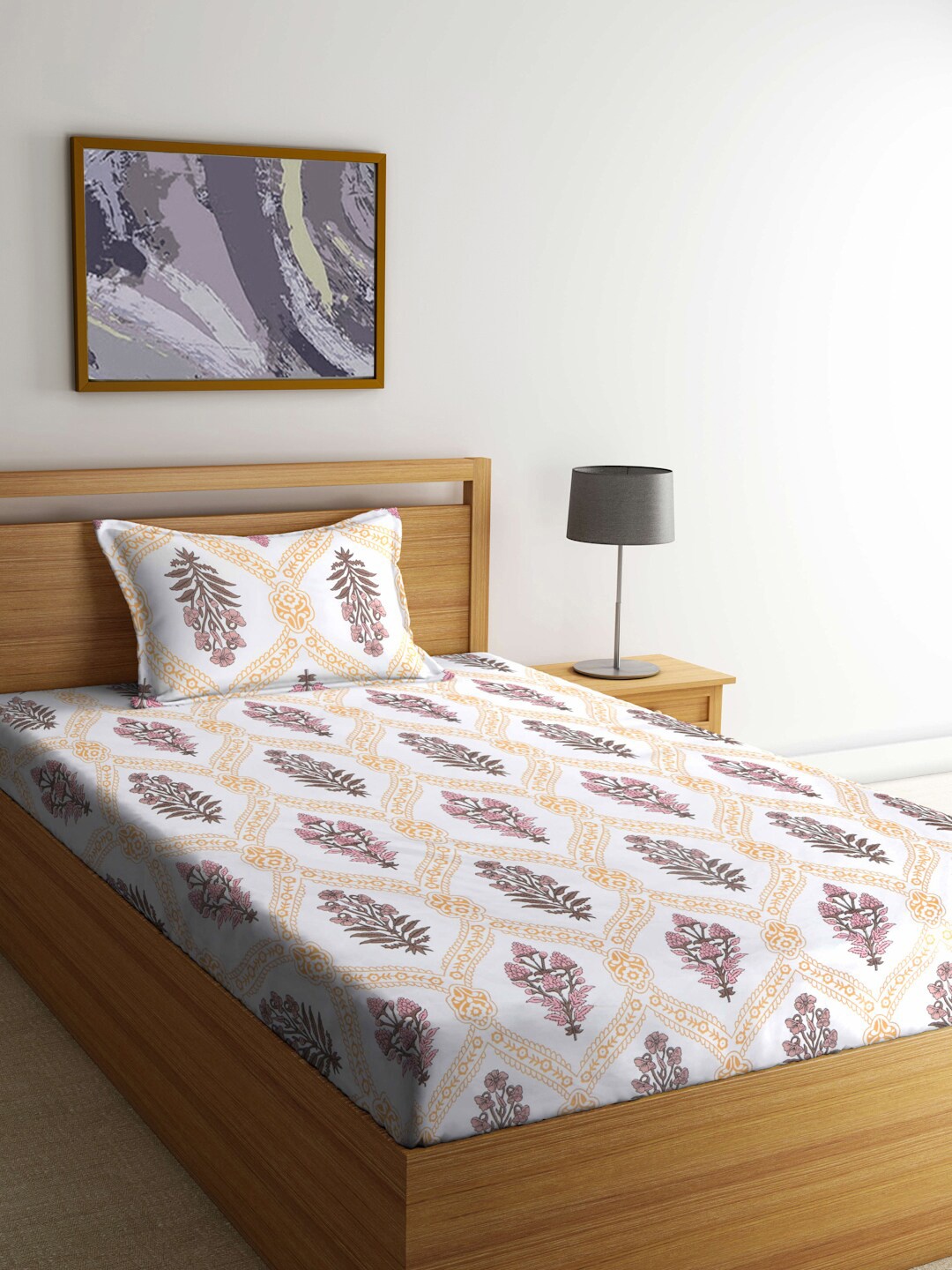 FABINALIV White & Beige Ethic Motifs Printed 300 TC Single Bedsheet with 1 Pillow Cover
FABINALIV White & Beige Ethic Motifs Printed 300 TC Single Bedsheet with 1 Pillow Cover
