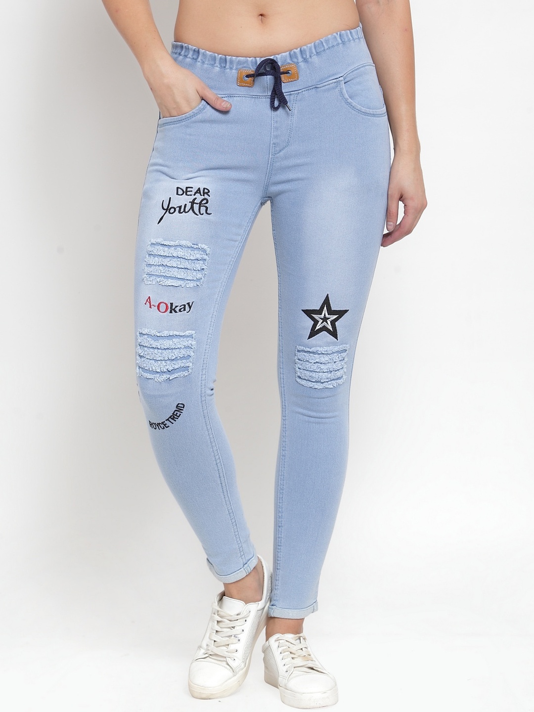 A-Okay Girls Slim Fit Mid-Rise Mildly Distressed Light Fade Embroidered Stretchable Jeans, Blue
A-Okay Girls Slim Fit Mid-Rise Mildly Distressed Light Fade Embroidered Stretchable Jeans, Blue