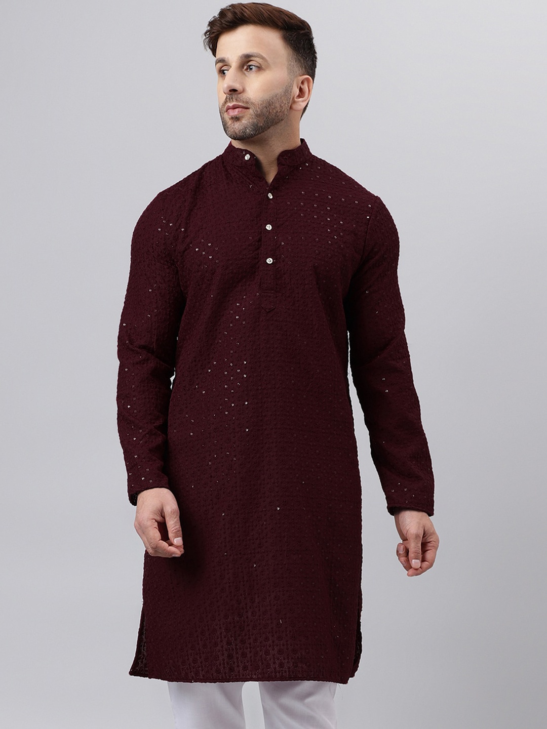 hangup trend Floral Embroidered Thread Work Sequinned Mandarin Collar Straight Kurta, Maroon
hangup trend Floral Embroidered Thread Work Sequinned Mandarin Collar Straight Kurta, Maroon