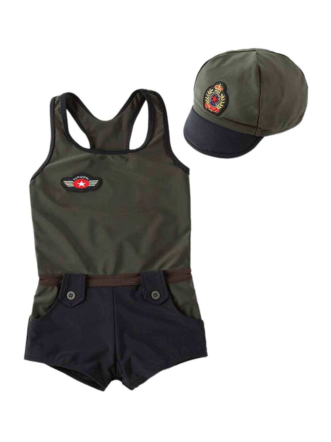 StyleCast Girls Green Sleeveless Cover-Up Swimwear With Cap