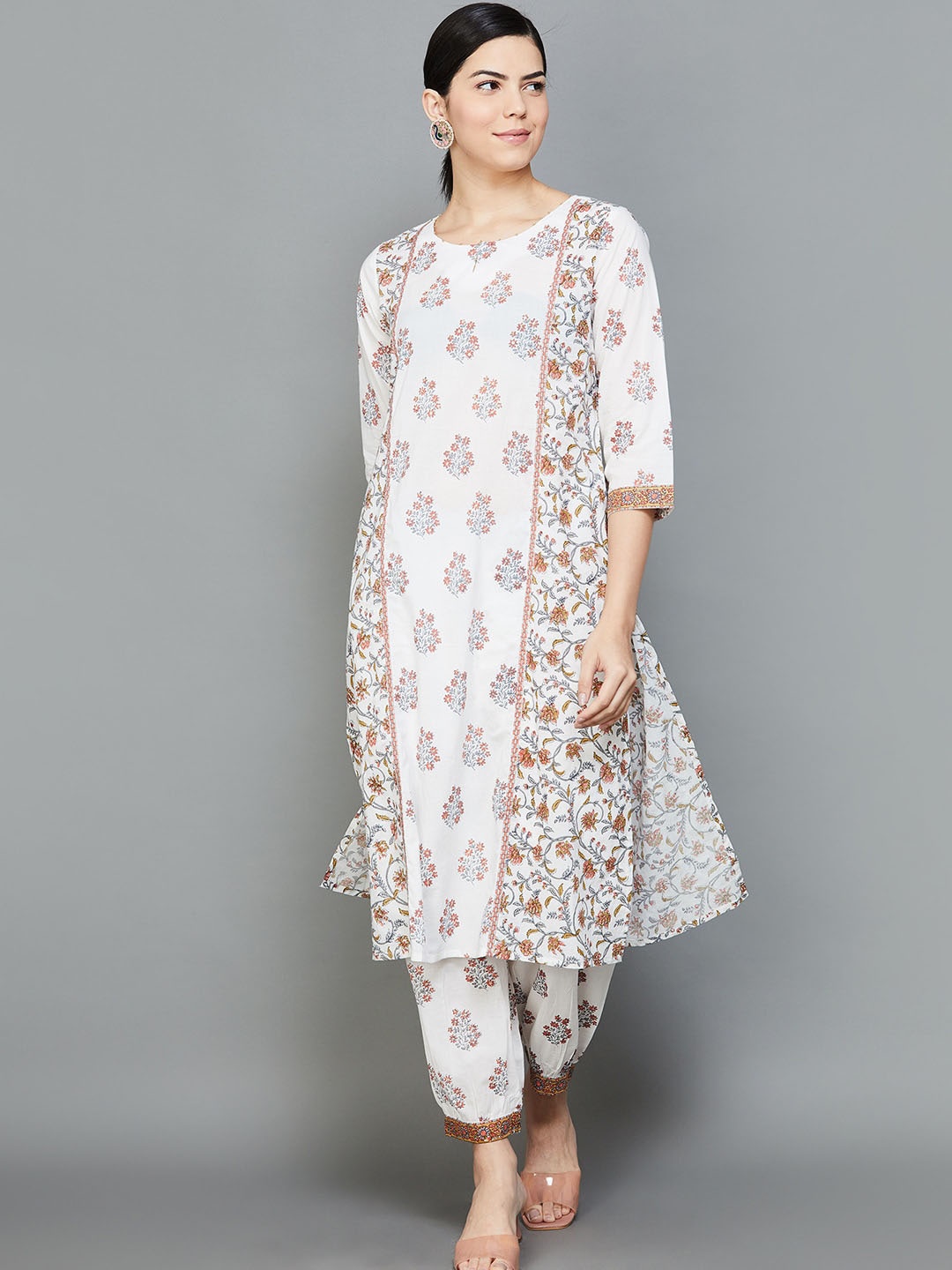 Melange by Lifestyle Ethnic Motifs Printed Pure Cotton Panelled Kurta with Salwar, Off white
Melange by Lifestyle Ethnic Motifs Printed Pure Cotton Panelled Kurta with Salwar, Off white