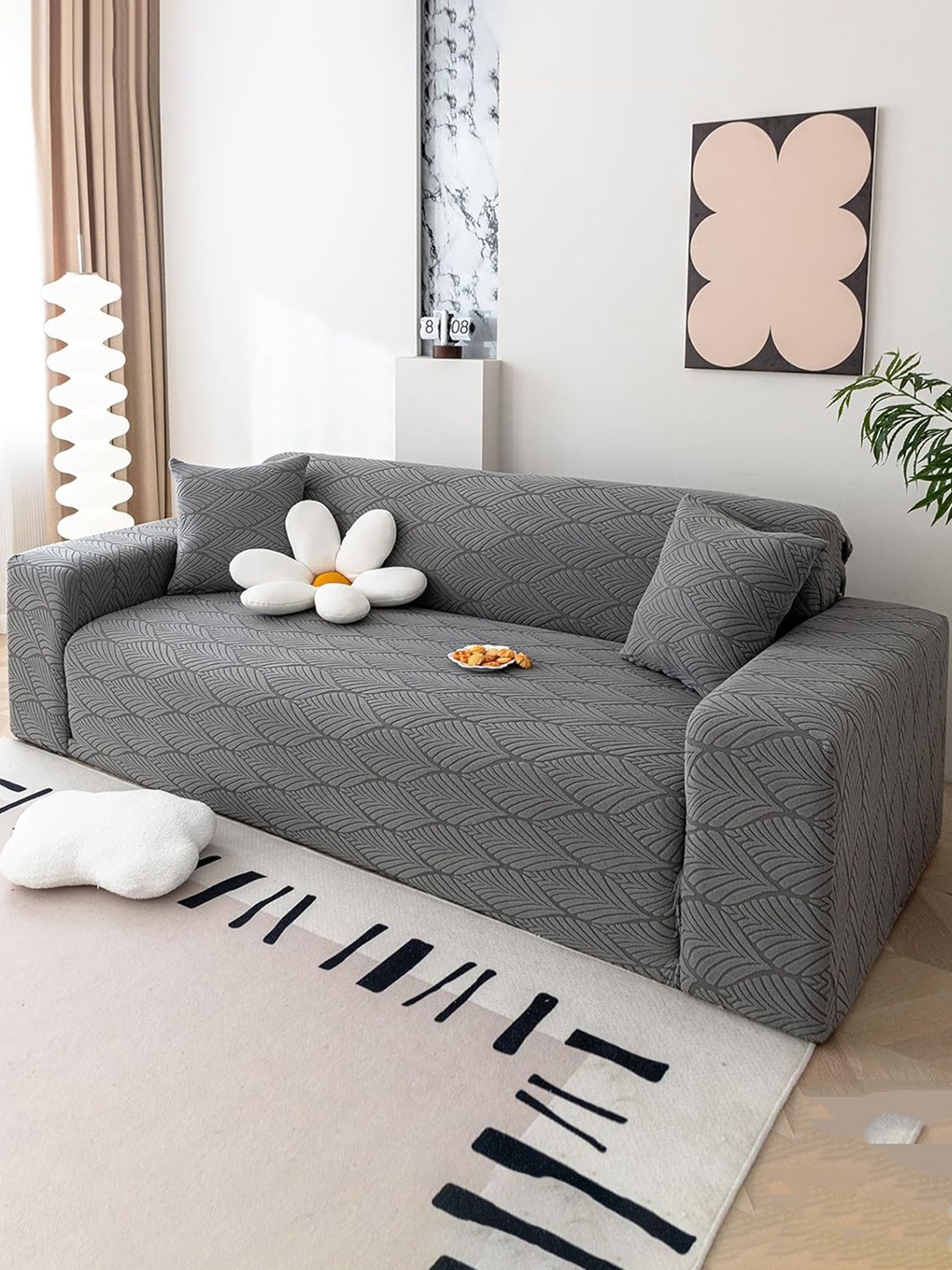 HOUSE OF QUIRK Grey Self-designed Jacquard Flexible Stretchable 3-seater Sofa Slipcover
HOUSE OF QUIRK Grey Self-designed Jacquard Flexible Stretchable 3-seater Sofa Slipcover