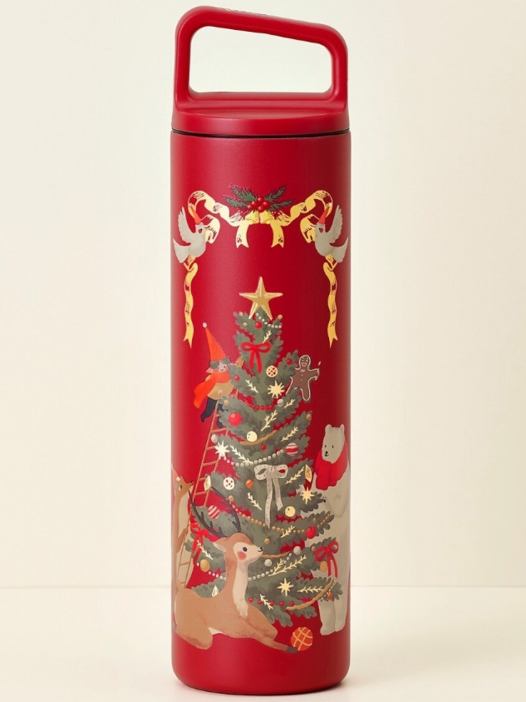 Starbucks Red & Yellow Printed Stainless Steel Regular Water Bottle 591 ml