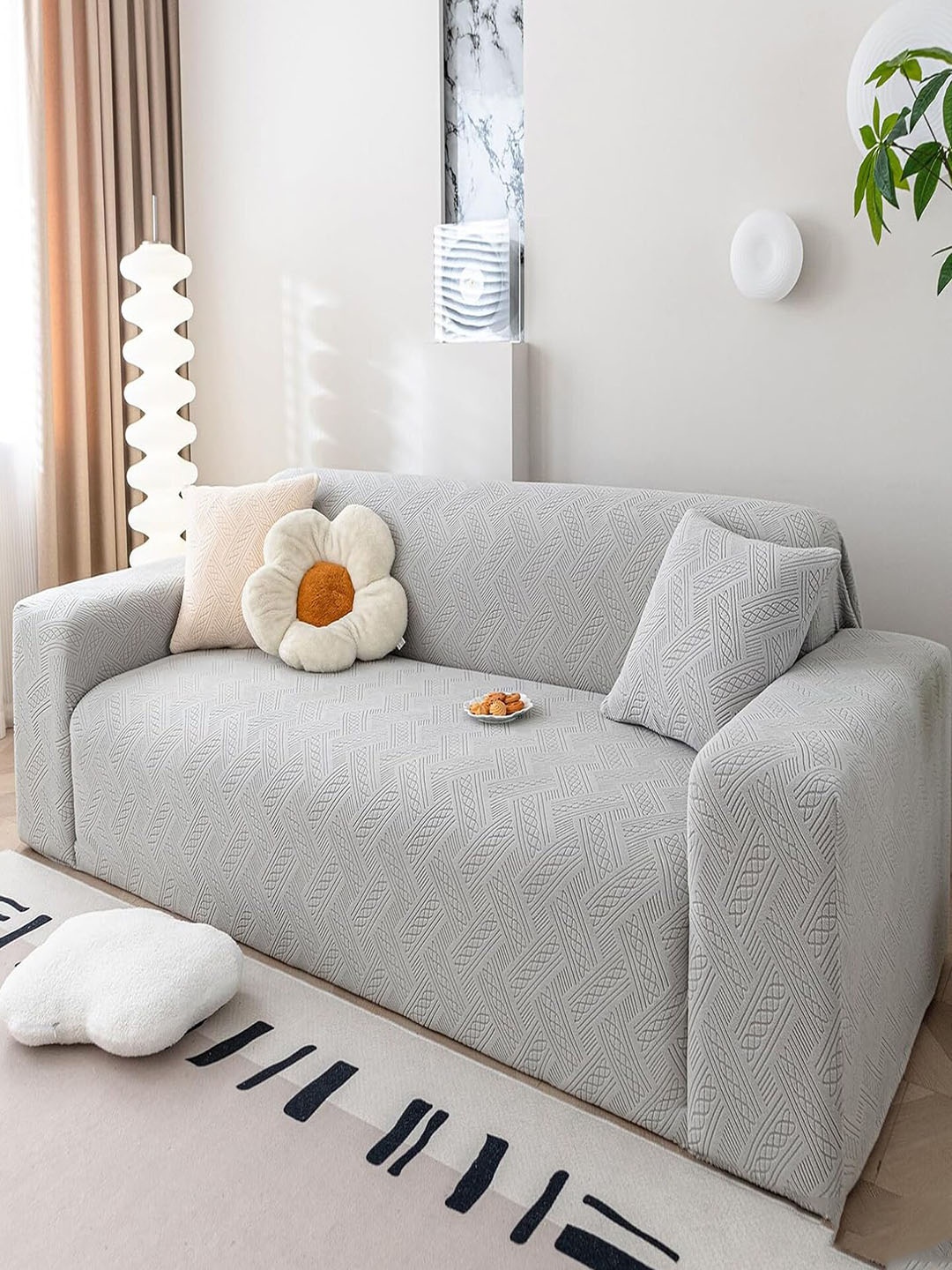 HOUSE OF QUIRK Grey Self-Design Jacquard Stretchable Single Seater Sofa Cover With Arms
HOUSE OF QUIRK Grey Self-Design Jacquard Stretchable Single Seater Sofa Cover With Arms