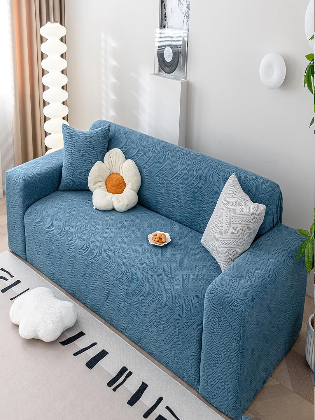 HOUSE OF QUIRK Blue Self Design Jacquard Stretchable 3 Seater Sofa Cover With Arms
HOUSE OF QUIRK Blue Self Design Jacquard Stretchable 3 Seater Sofa Cover With Arms
