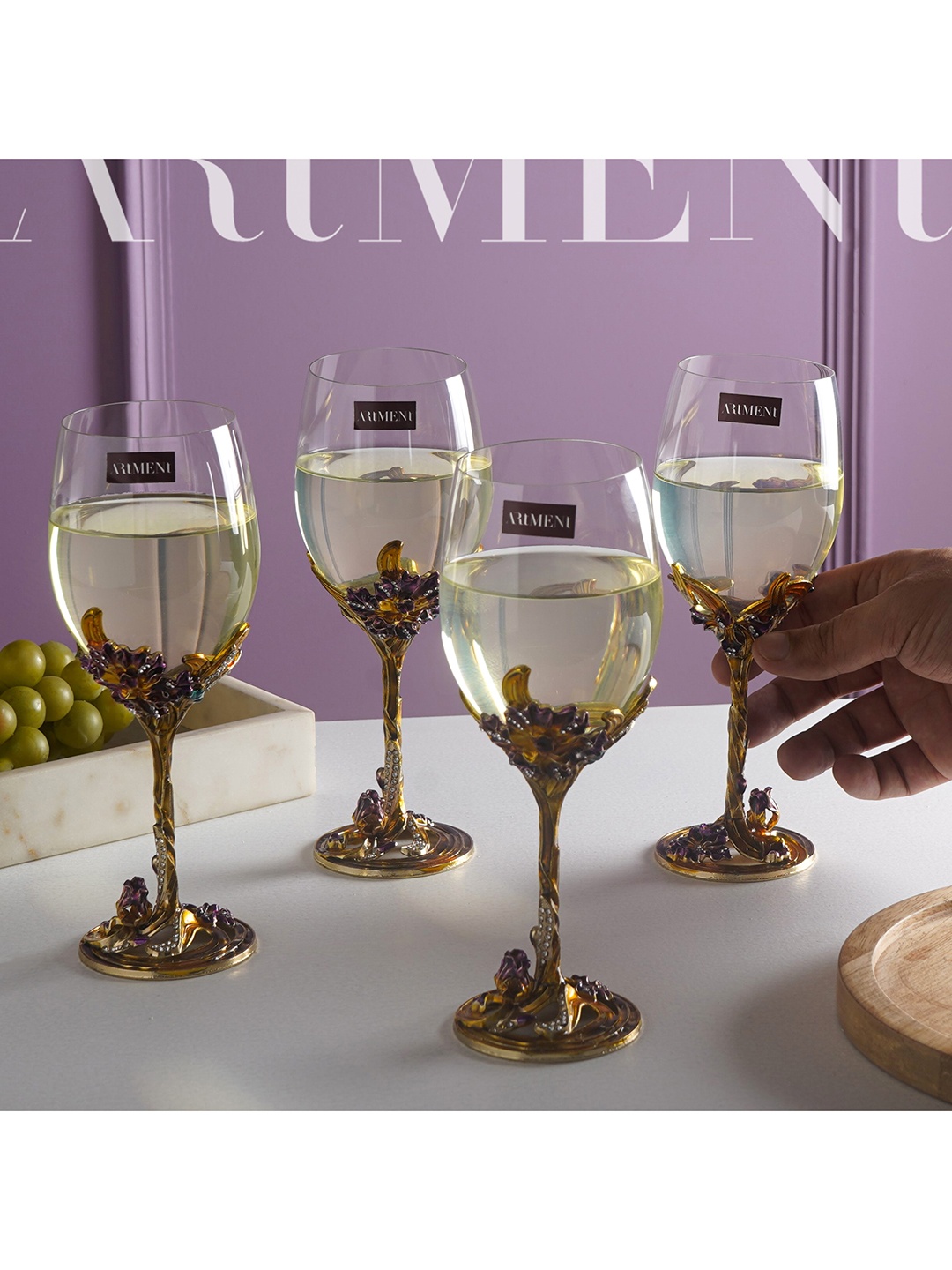 THE ARTMENT Gold Toned & Transparent 4 Pieces White Emeraldware Wine Glasses 350 ml Each
THE ARTMENT Gold Toned & Transparent 4 Pieces White Emeraldware Wine Glasses 350 ml Each