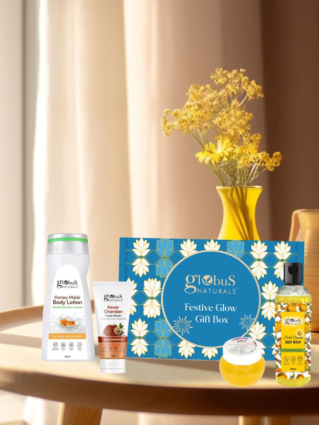 Globus naturals 4-Pcs Kesar Malai Lotion-Face Wash-Body Wash & Face Gel Gift Set, White
Globus naturals 4-Pcs Kesar Malai Lotion-Face Wash-Body Wash & Face Gel Gift Set, White