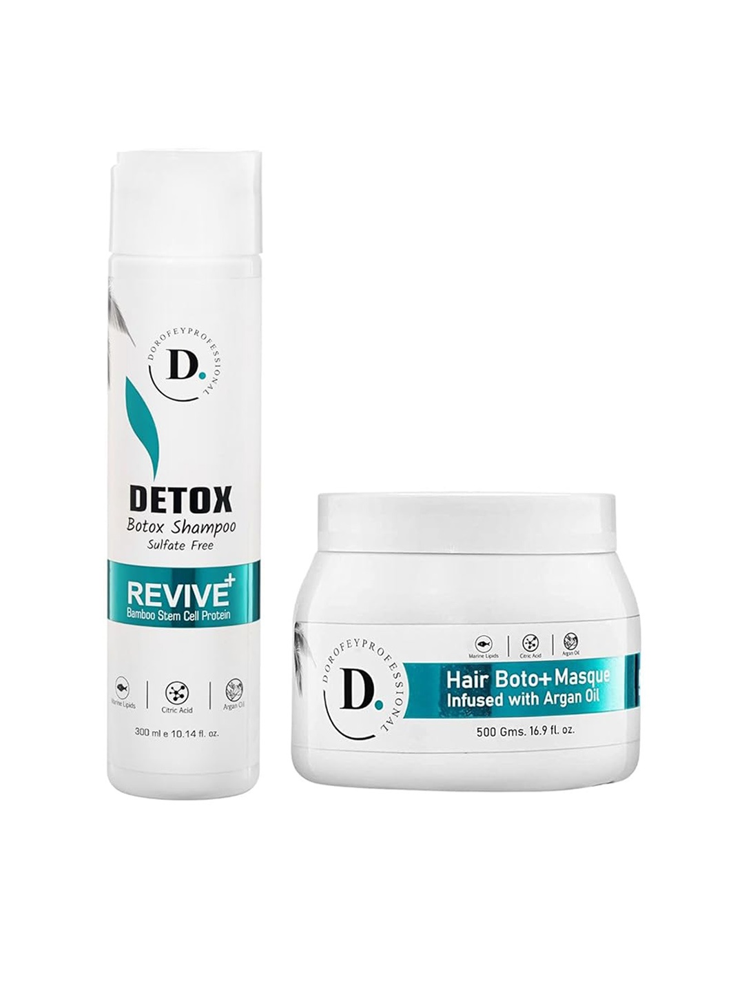 DOROFEY PROFESSIONAL 2-Pcs Detox Shampoo 300ml & Hair Masque Infused With Argan Oil 500g, White
DOROFEY PROFESSIONAL 2-Pcs Detox Shampoo 300ml & Hair Masque Infused With Argan Oil 500g, White