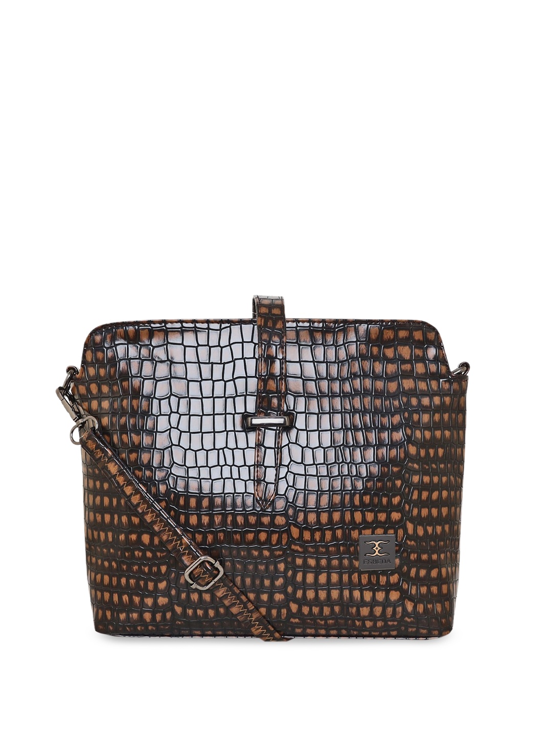ESBEDA Animal Textured Shopper Sling Bag, Brown