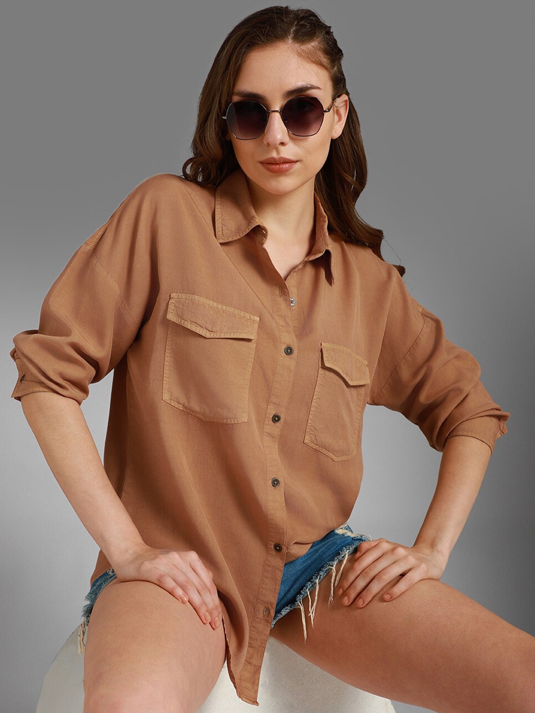 High Star Classic Oversized Spread Collar Long Sleeves Cotton Casual Shirt, Beige
High Star Classic Oversized Spread Collar Long Sleeves Cotton Casual Shirt, Beige