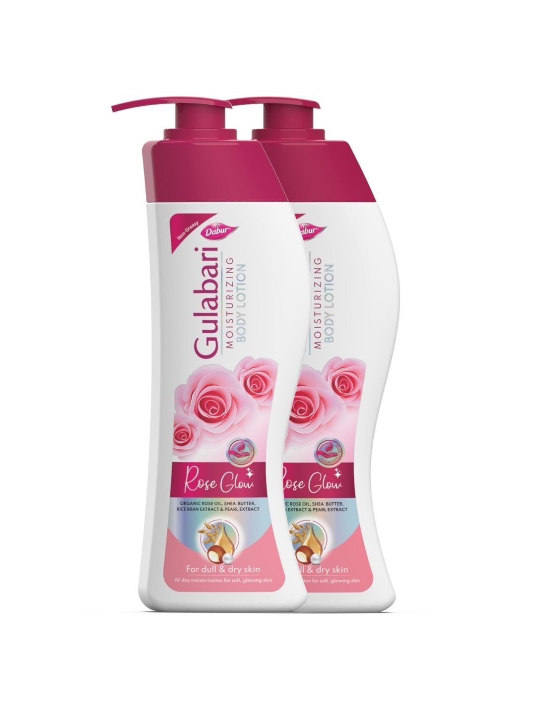 Dabur Set of 2 Gulabari Perfumed Body Lotion with Organic Rose Oil - 400 ml Each, White
Dabur Set of 2 Gulabari Perfumed Body Lotion with Organic Rose Oil - 400 ml Each, White