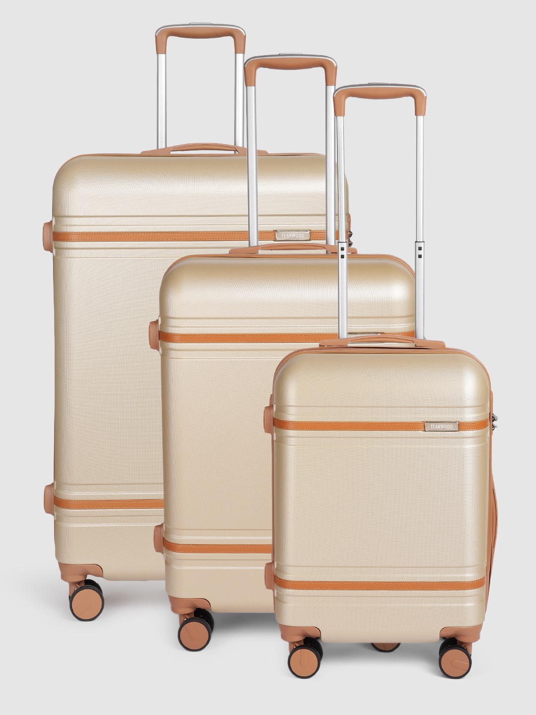 Teakwood Leathers Set of 3 USA 360 Degree Rotation Hard-Sided Trolley Bags 95.5L, Champagne
Teakwood Leathers Set of 3 USA 360 Degree Rotation Hard-Sided Trolley Bags 95.5L, Champagne