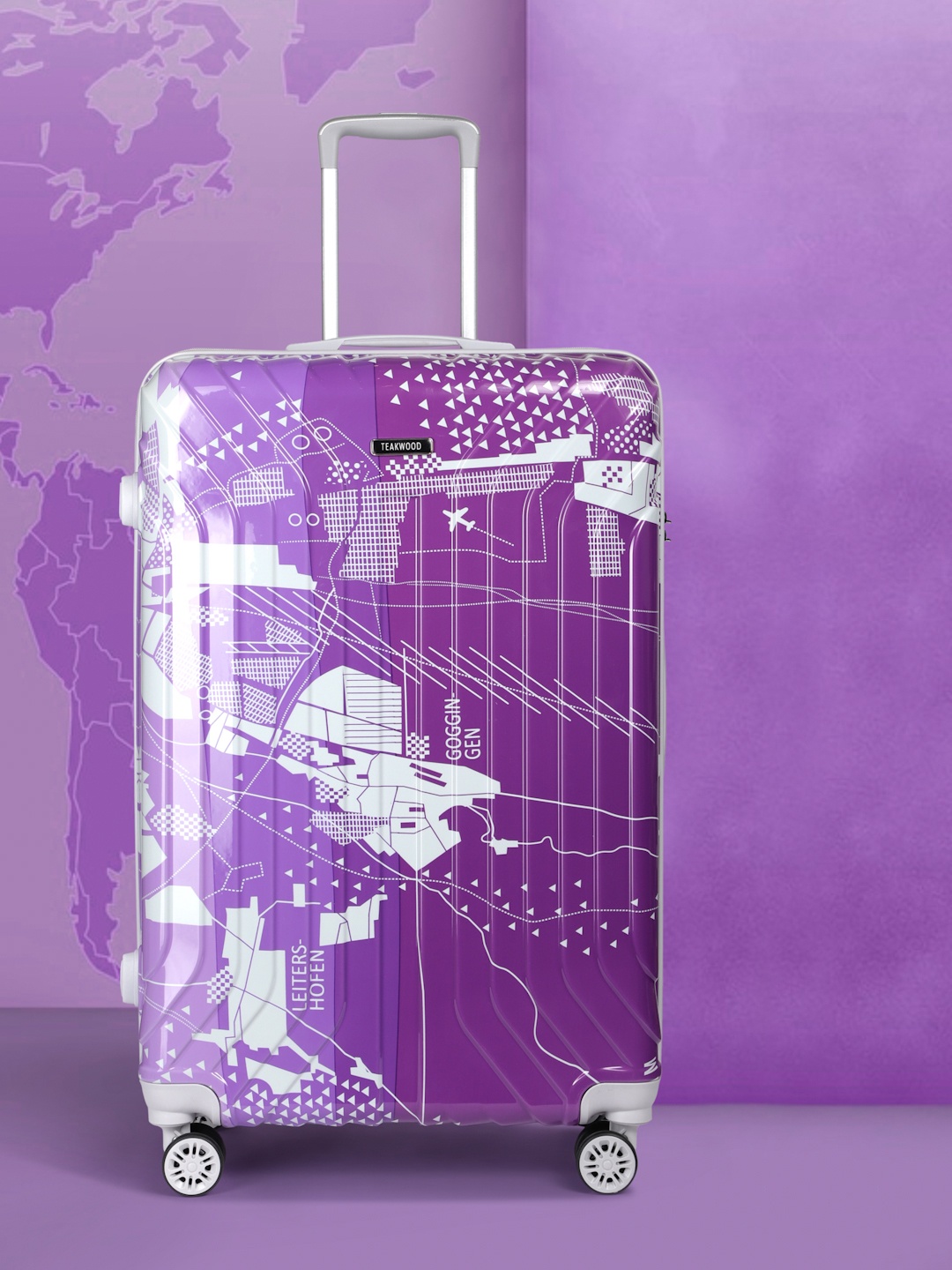 Teakwood Leathers Map Printed 360 Degree Rotation Hard Large-Sized Trolley Bag 95.5 L, Purple
Teakwood Leathers Map Printed 360 Degree Rotation Hard Large-Sized Trolley Bag 95.5 L, Purple