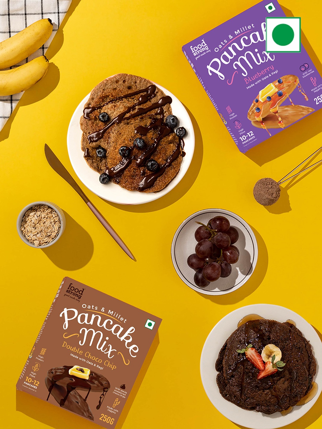 Foodstrong Set of 2 Oats & Millets Blueberry & Double Choco Chip Pancake Mix 250 gm each, Purple
Foodstrong Set of 2 Oats & Millets Blueberry & Double Choco Chip Pancake Mix 250 gm each, Purple
