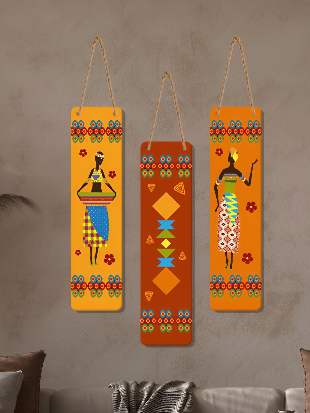 ArtVibes Brown & Yellow 3 Pieces African Warli Art Painted Wooden Hanging Wall Decors
ArtVibes Brown & Yellow 3 Pieces African Warli Art Painted Wooden Hanging Wall Decors