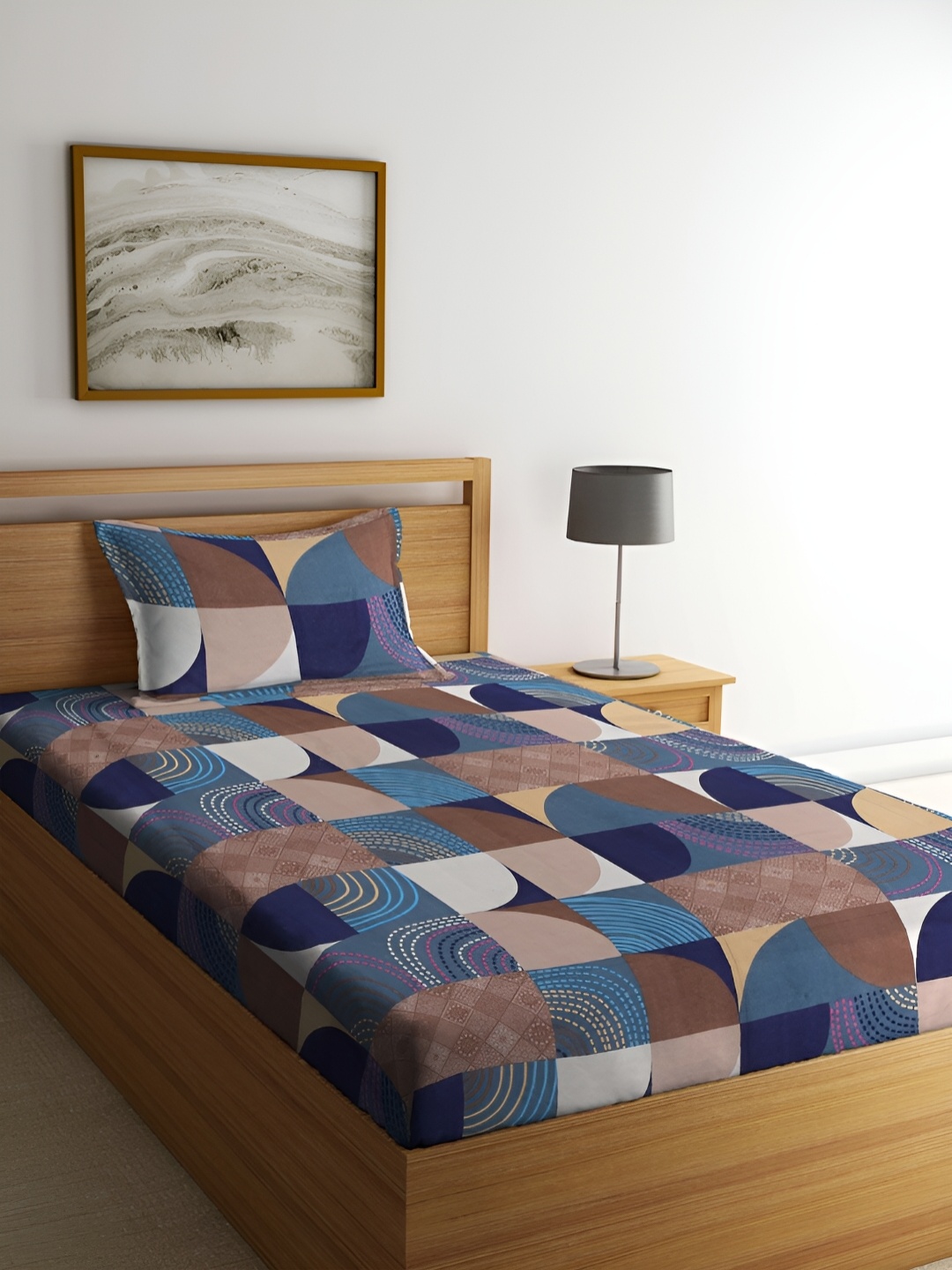 ERIC LONDON Blue & Beige Geometric Microfiber 180 TC Single Bedsheet with 1 Pillow Cover
ERIC LONDON Blue & Beige Geometric Microfiber 180 TC Single Bedsheet with 1 Pillow Cover