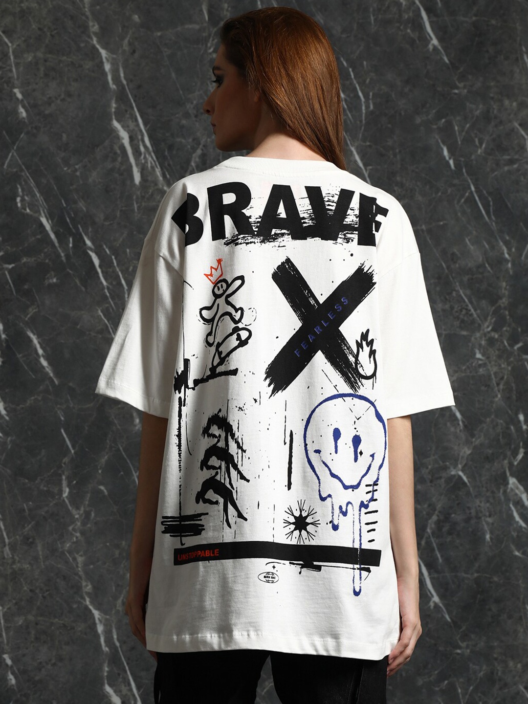 Breakbounce Off White Typography Printed Drop-Shoulder Sleeves Cotton Oversized T-shirt
Breakbounce Off White Typography Printed Drop-Shoulder Sleeves Cotton Oversized T-shirt