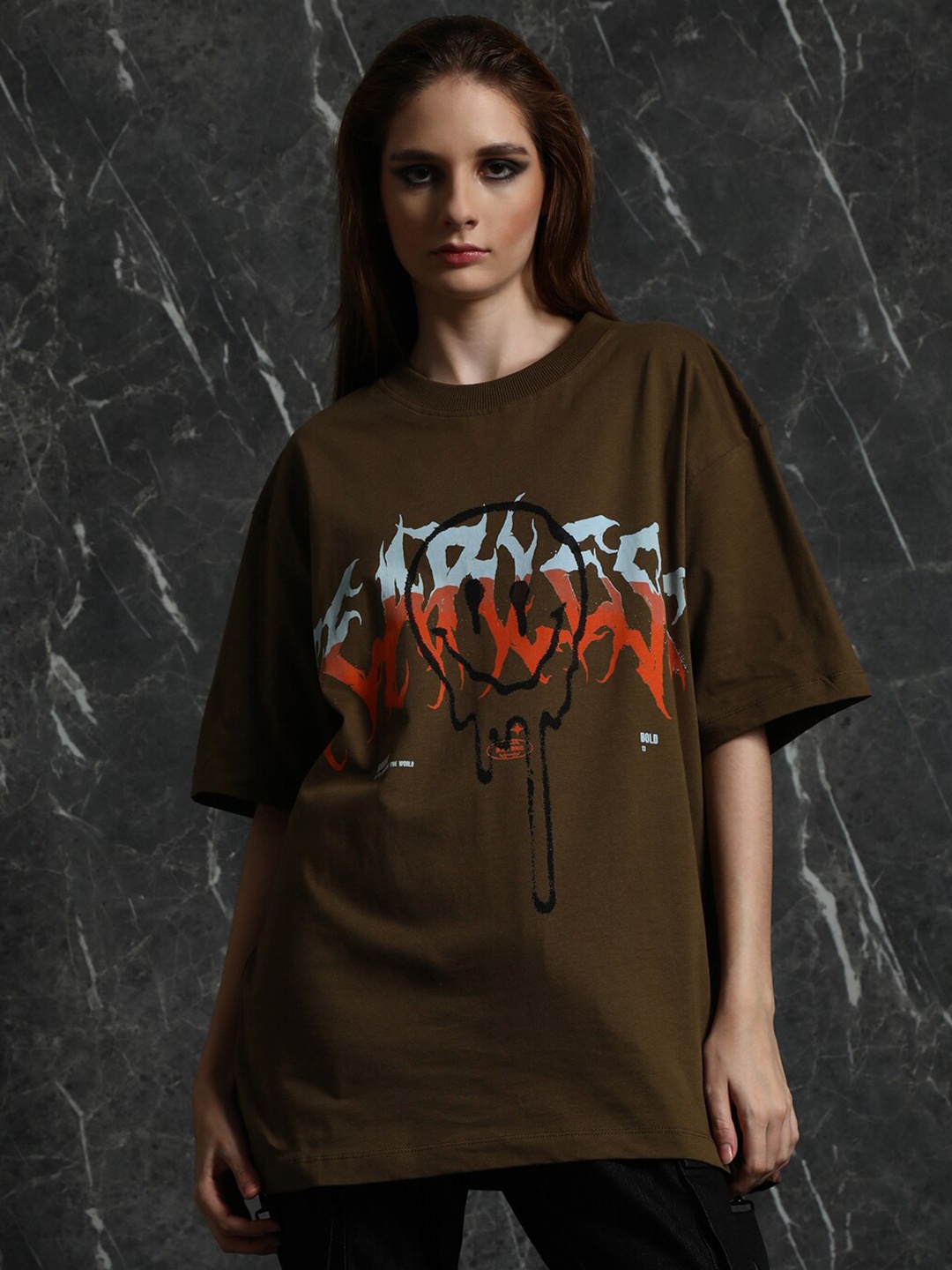 Breakbounce Typography Printed Drop-Shoulder Sleeves Longline Oversized Cotton T-shirt, Olive
Breakbounce Typography Printed Drop-Shoulder Sleeves Longline Oversized Cotton T-shirt, Olive