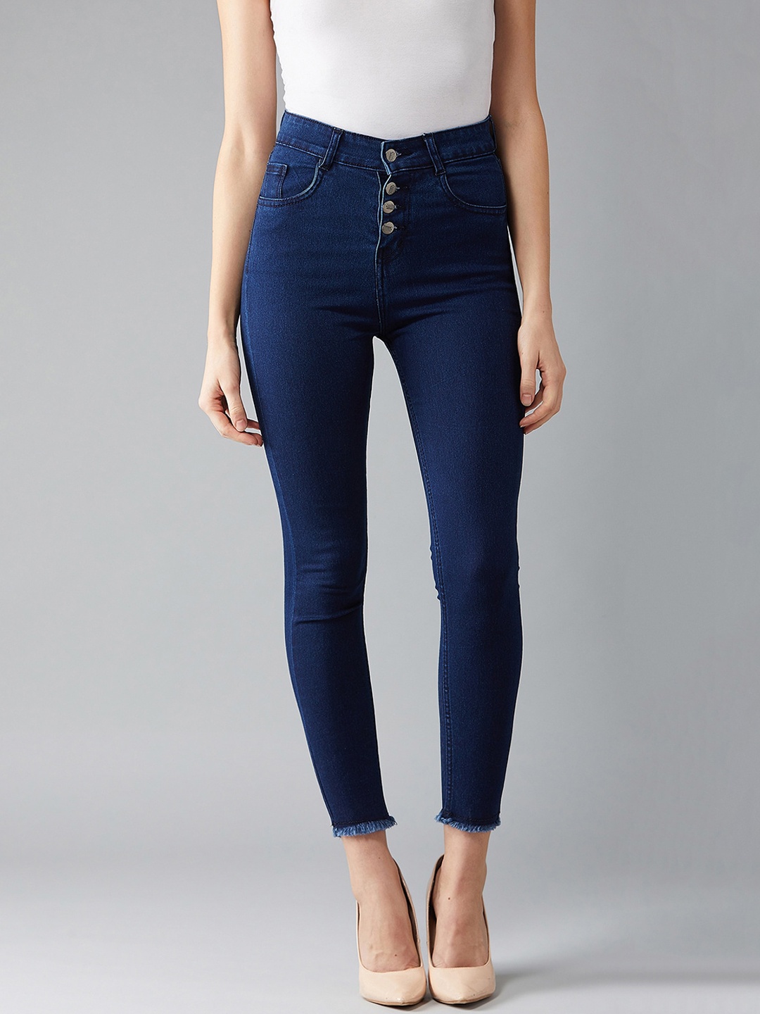 DressBerry Women Navy Blue Skinny Fit High-Rise Clean Look Stretchable Cropped Jeans
DressBerry Women Navy Blue Skinny Fit High-Rise Clean Look Stretchable Cropped Jeans