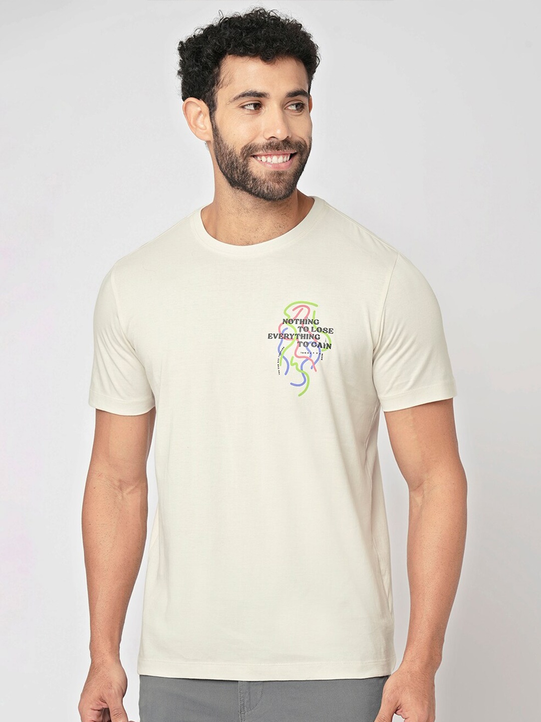 Blue Buddha Typography Printed Round Neck Short Sleeves Cotton Regular T-shirt, Off white
Blue Buddha Typography Printed Round Neck Short Sleeves Cotton Regular T-shirt, Off white