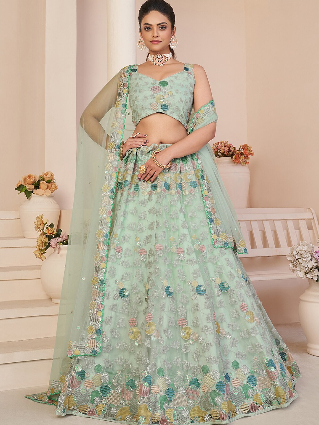 ODETTE Embroidered Semi-Stitched Lehenga & Unstitched Blouse With Dupatta, Turquoise blue
ODETTE Embroidered Semi-Stitched Lehenga & Unstitched Blouse With Dupatta, Turquoise blue