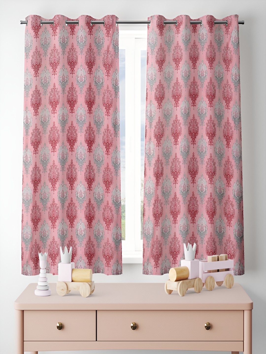 ERIC LONDON Pink & Grey 2 Pieces Ethnic Motifs Printed Room Darkening Window Curtains
ERIC LONDON Pink & Grey 2 Pieces Ethnic Motifs Printed Room Darkening Window Curtains