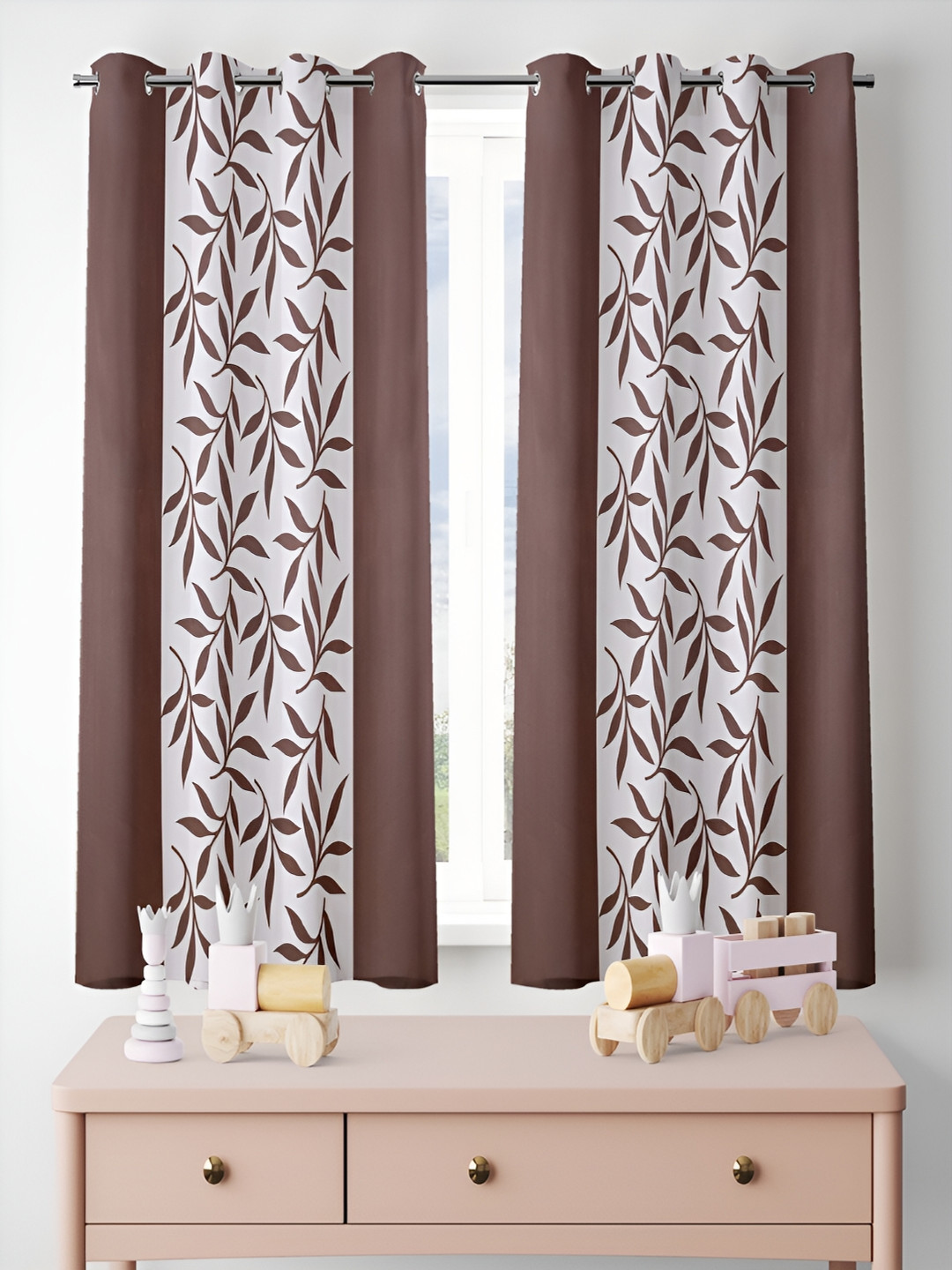 ERIC LONDON Brown & White 2 Pieces Floral Printed Room Darkening Window Curtains
ERIC LONDON Brown & White 2 Pieces Floral Printed Room Darkening Window Curtains